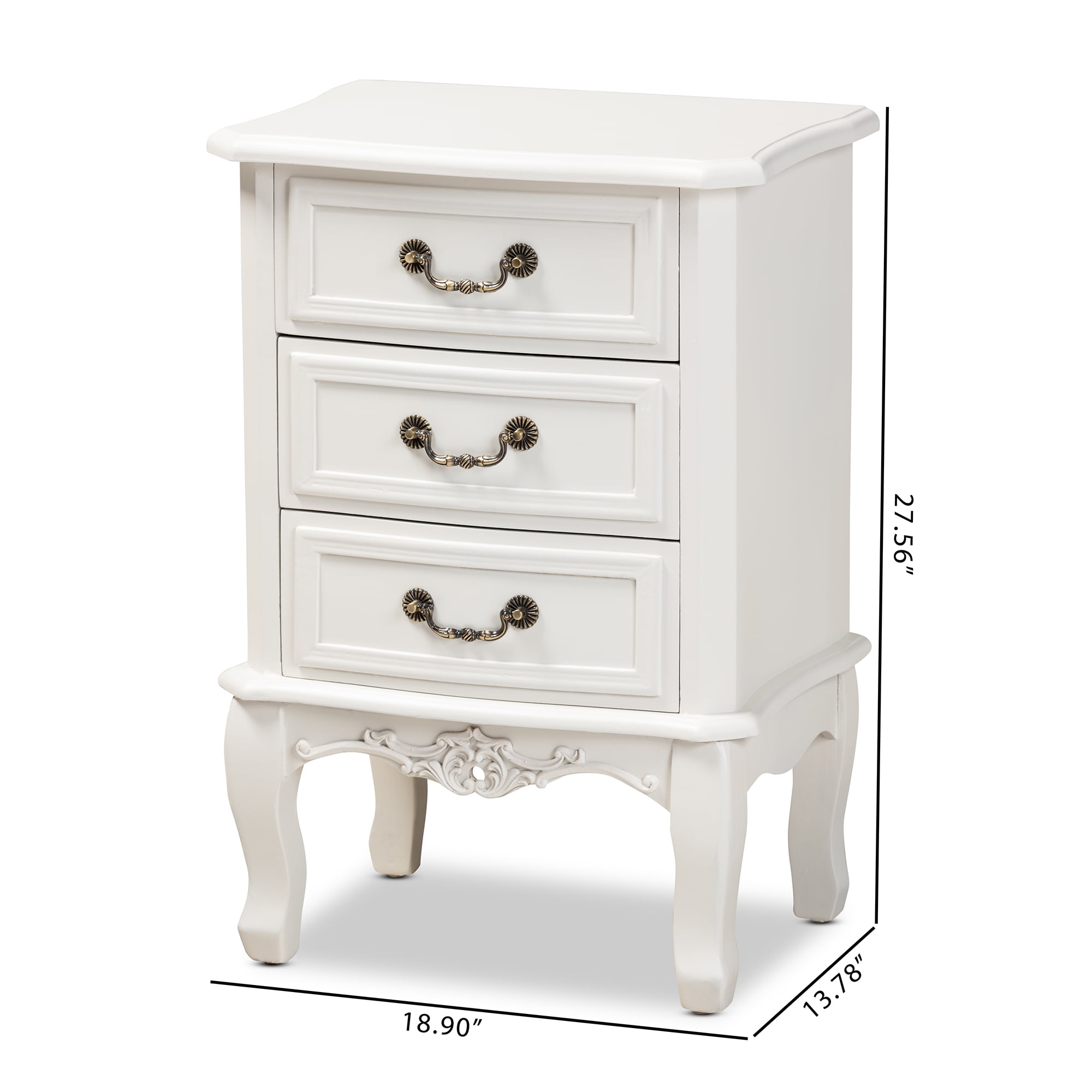 Baxton Studio Gabrielle Traditional French Country Provincial White-Finished 3-Drawer Wood End Table - Image 4
