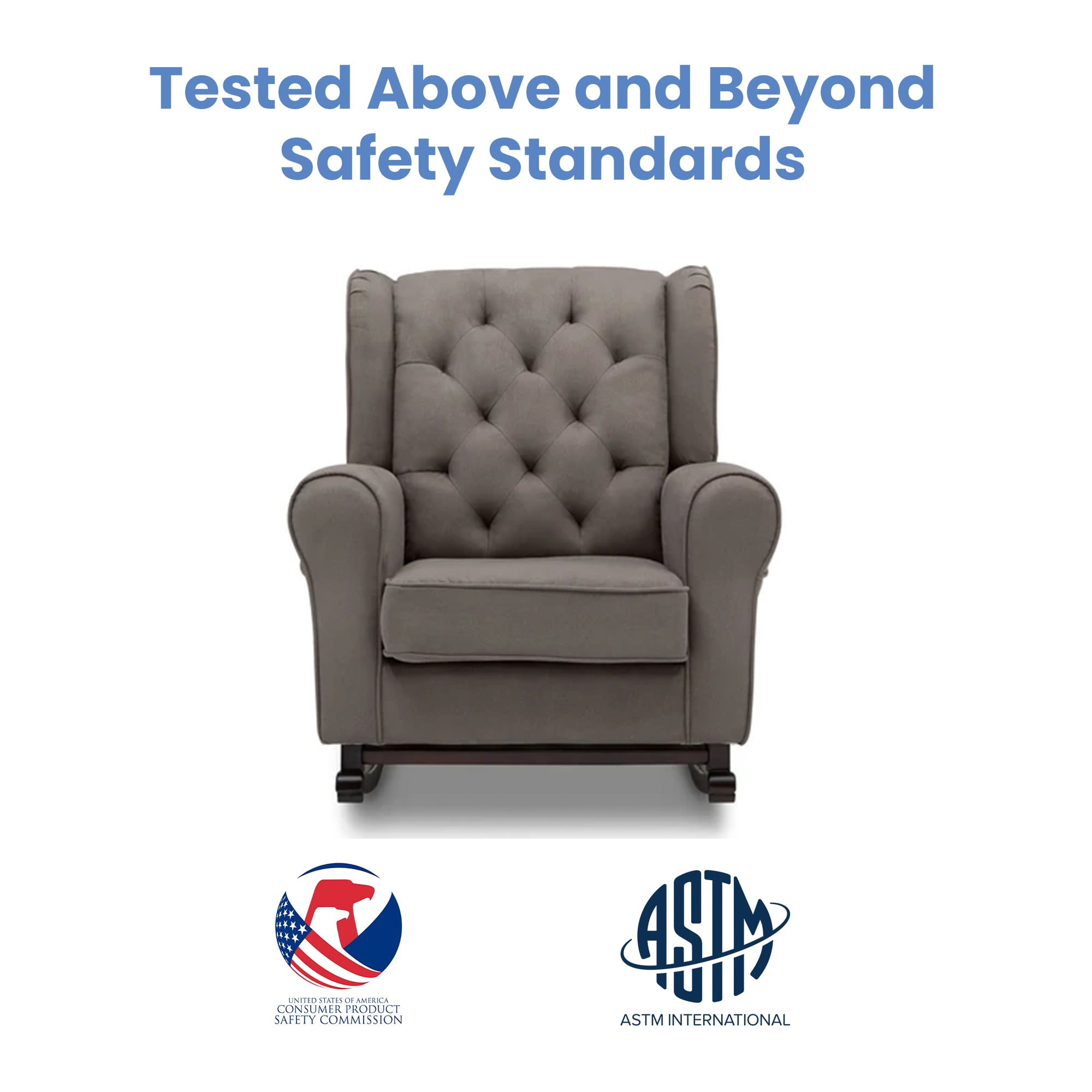 Delta Children Emma Nursery Rocking Chair, Graphite - Image 8