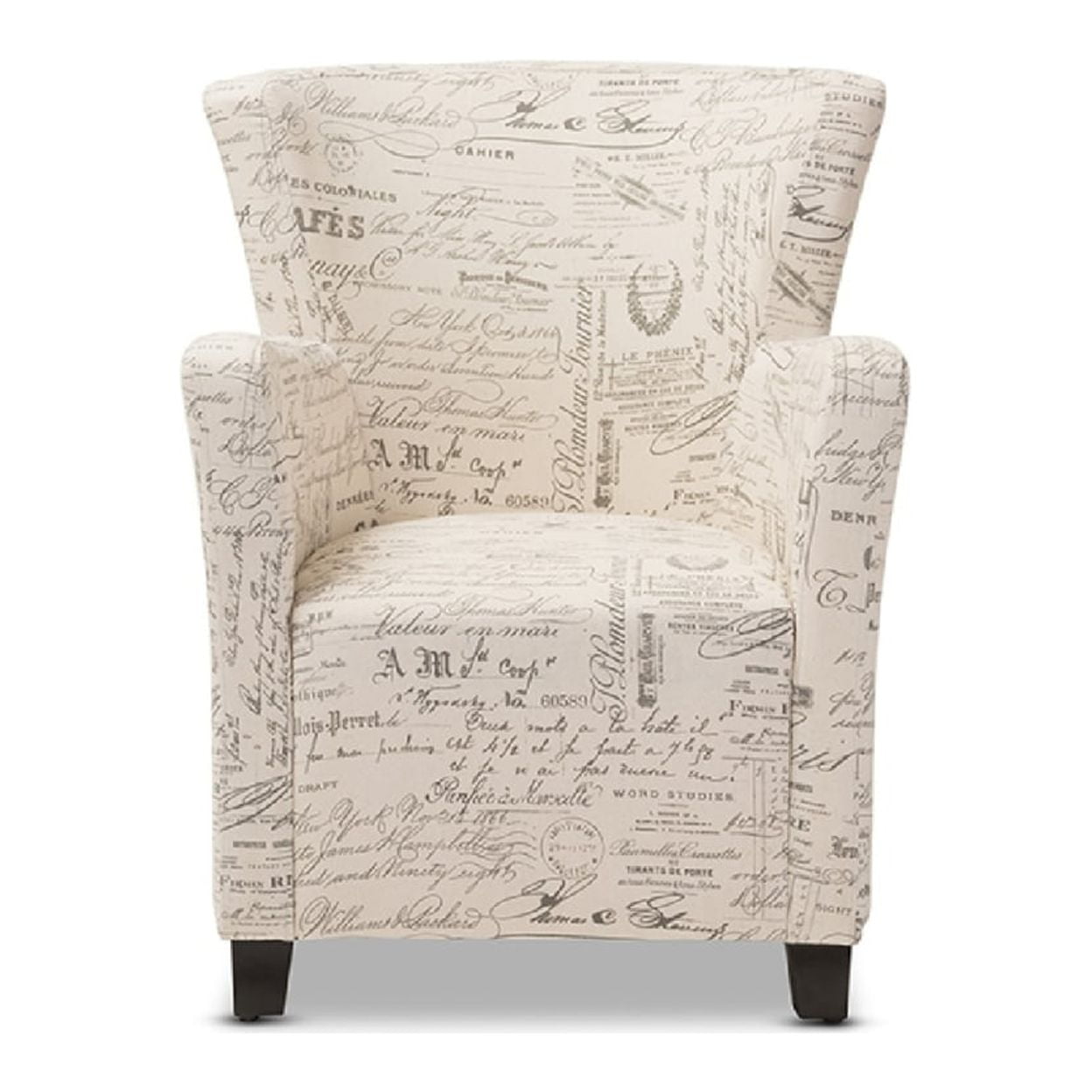 Baxton Studio Benson French Script Patterned Fabric Club Chair and Ottoman Set - Image 6