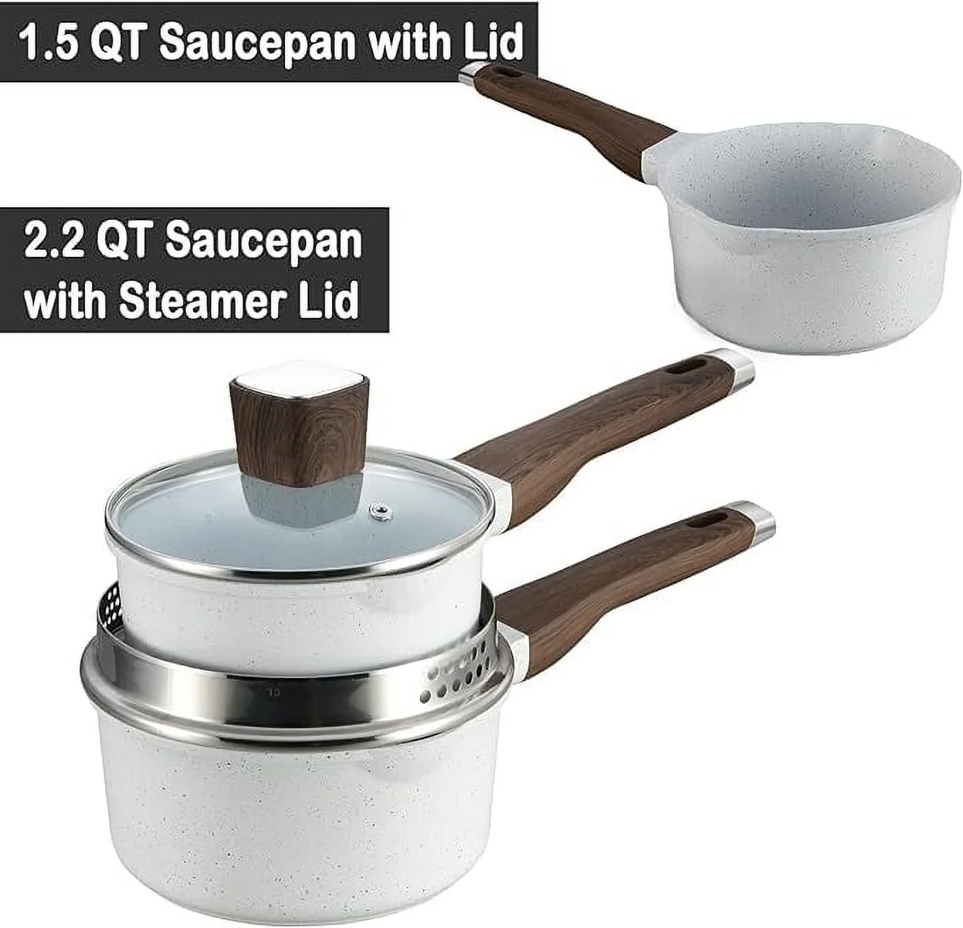 Garlie 10 Piece Nonstick Granite Cookware Set, Silicone - Image 9