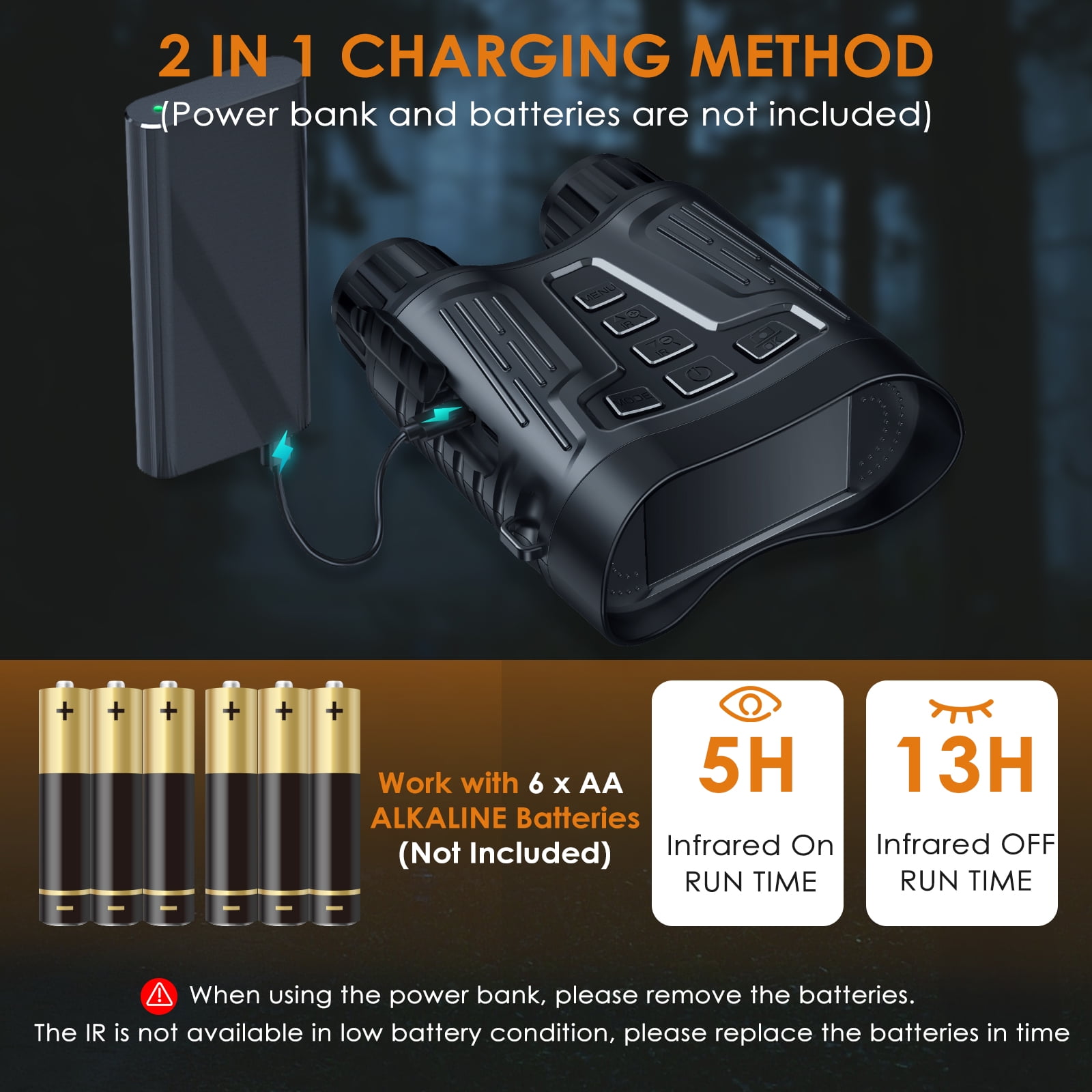 4K Night Vision Binoculars, Ruaiok HD Digital Infrared Night Vision Goggles, 984ft 7-Gea 8X Digital Zoom Night Vision for Complete Darkness - Image 3