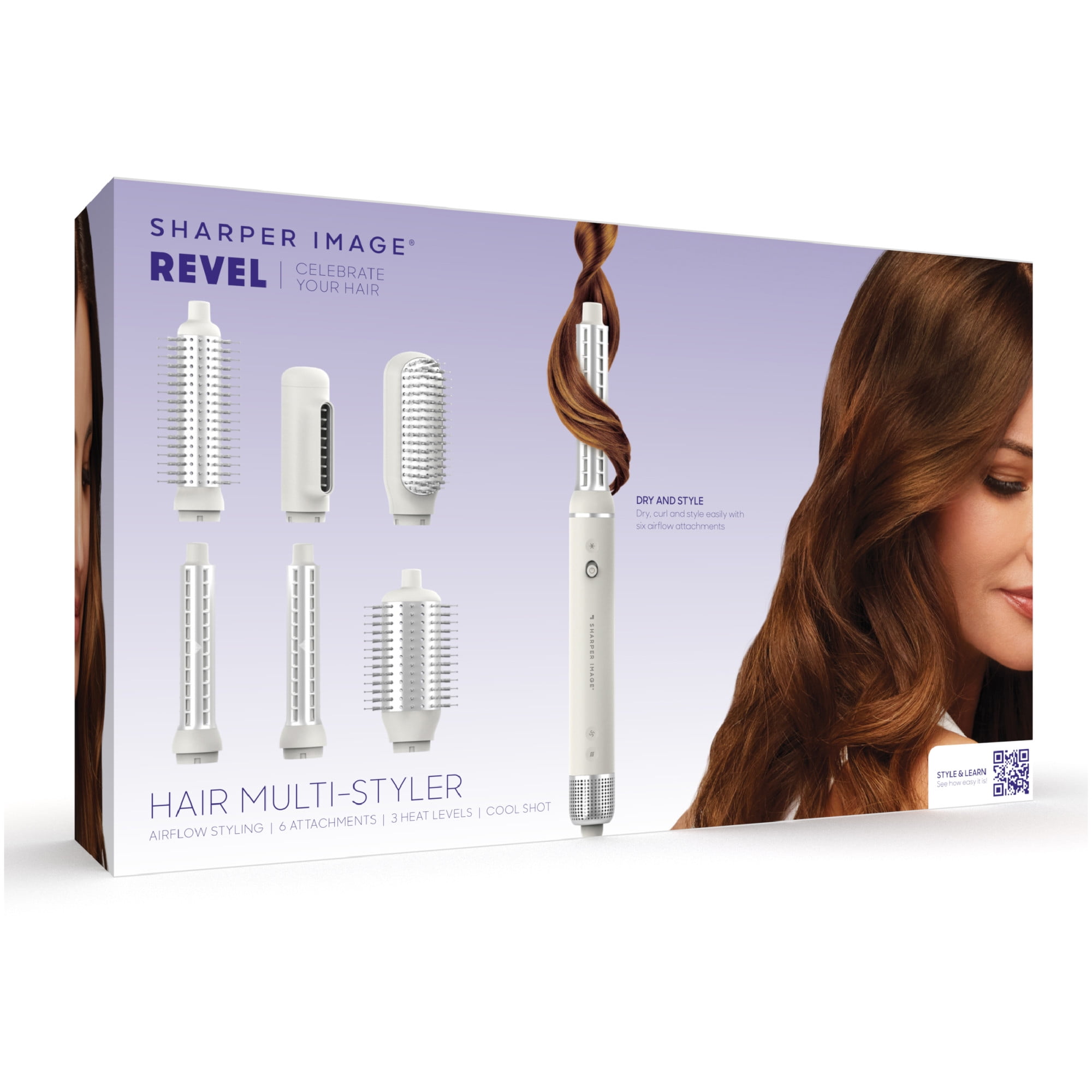 Sharper Image® Revel Hair Multi-Styler 6-In-1, 6 Premium Airflow Attachments, 3 Heat Levels, Cool Shot, Ionic Technology, Curler, Detangler & Dryer, Volumizing, Styling, and Smoothing Brush - Image 4