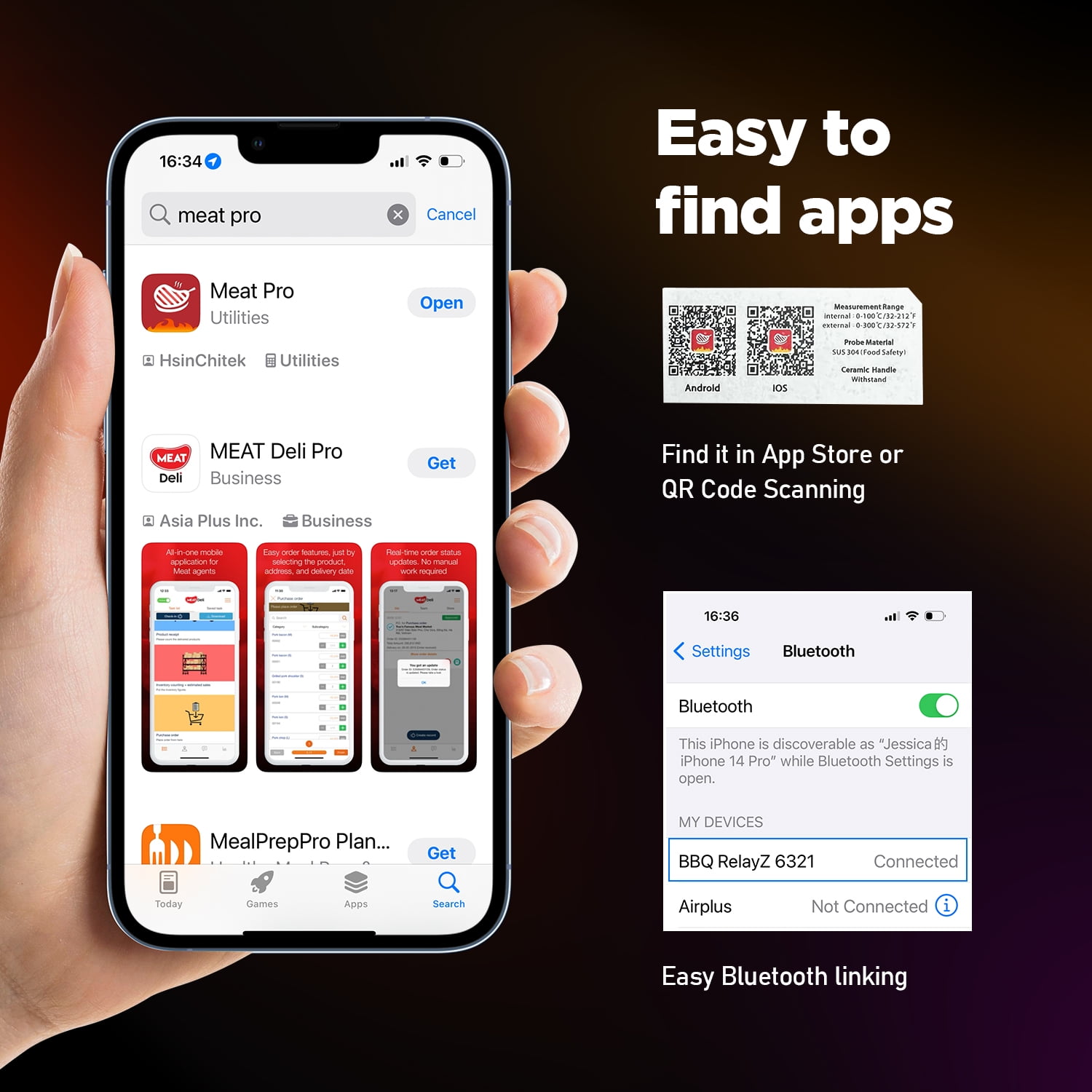 Smart Wireless Meat Thermometer - Bluetooth Digital Food Cooking Thermometer APP Control Kitchen Thermometer for Oven Grill BBQ Smoker - Image 2