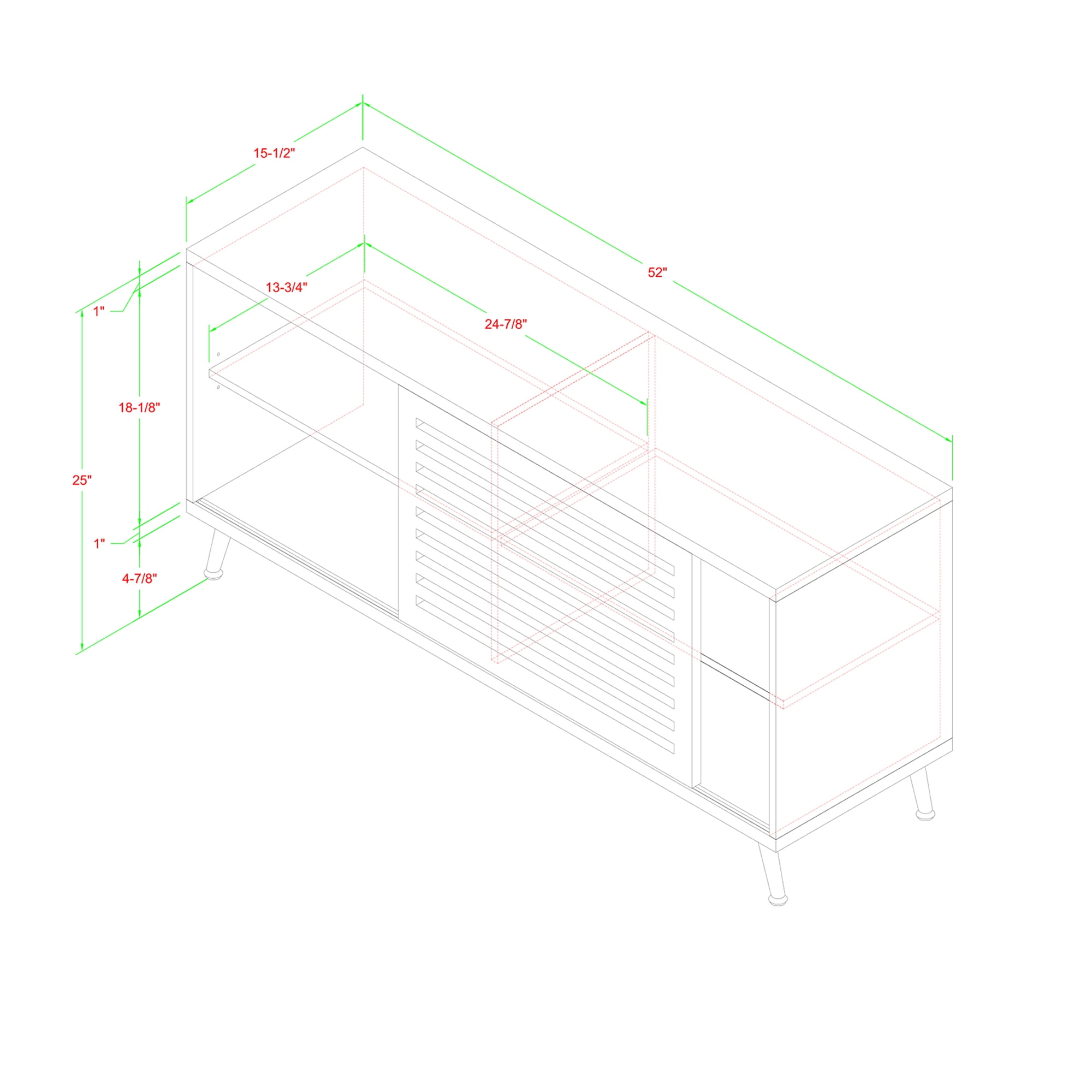 Desert Fields Mid Century Modern TV Stand for TVs up to 58", White/Barnwood - Image 8