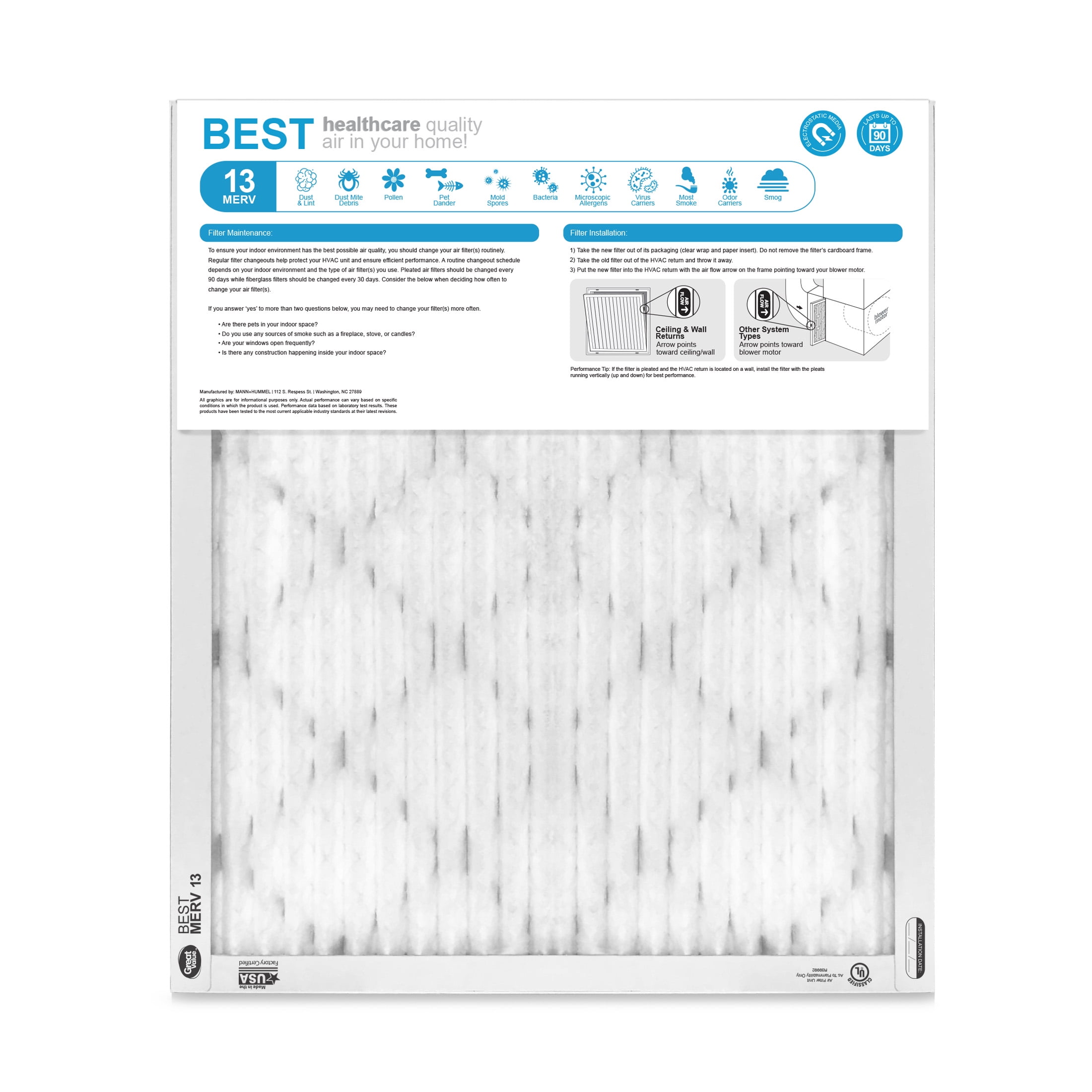 Great Value; 20x25x1; MERV 13 BEST HVAC Air and Furnace Filter; Captures Dust; 4 Filters - Image 11