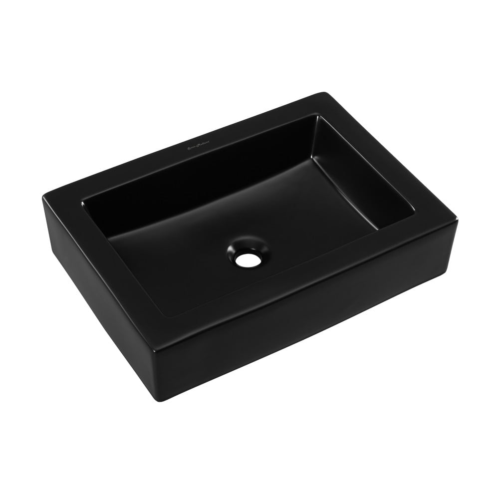 Voltaire Ceramic Rectangle Vessel Sink, Matte Black - Image 3