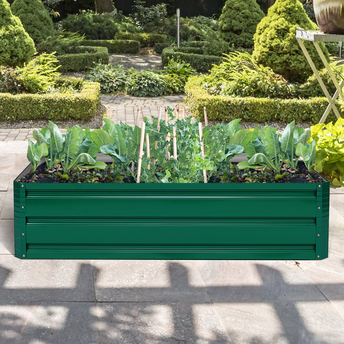 Costway 40x32 Inch Patio Raised Garden Bed Vegetable Flower Plant Dark Green New - Image 9