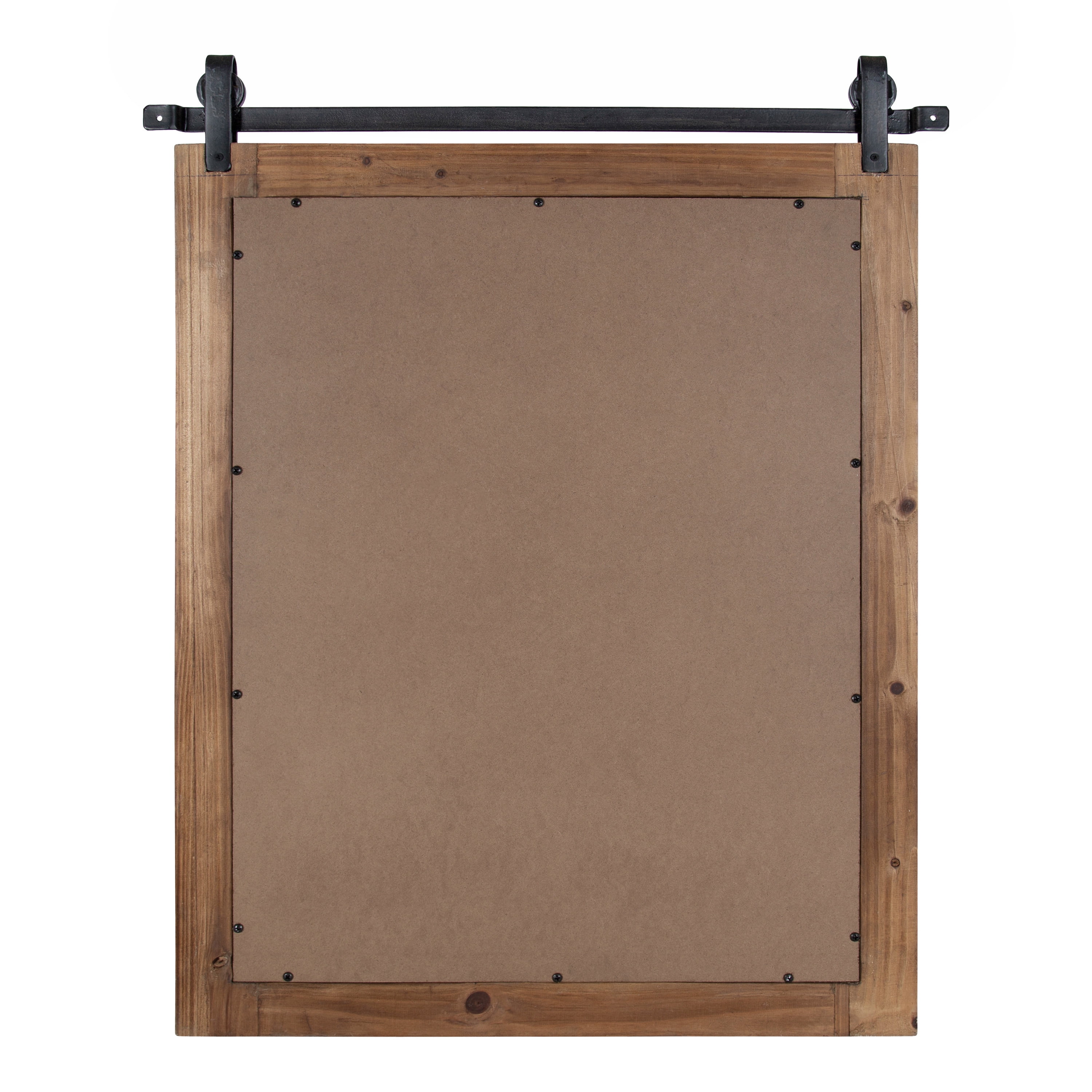 Kate and Laurel Cates Rustic Wall Mirror, 22" x 30" Rustic Brown, Farmhouse Barn Door-Inspired Wall Decor - Image 2