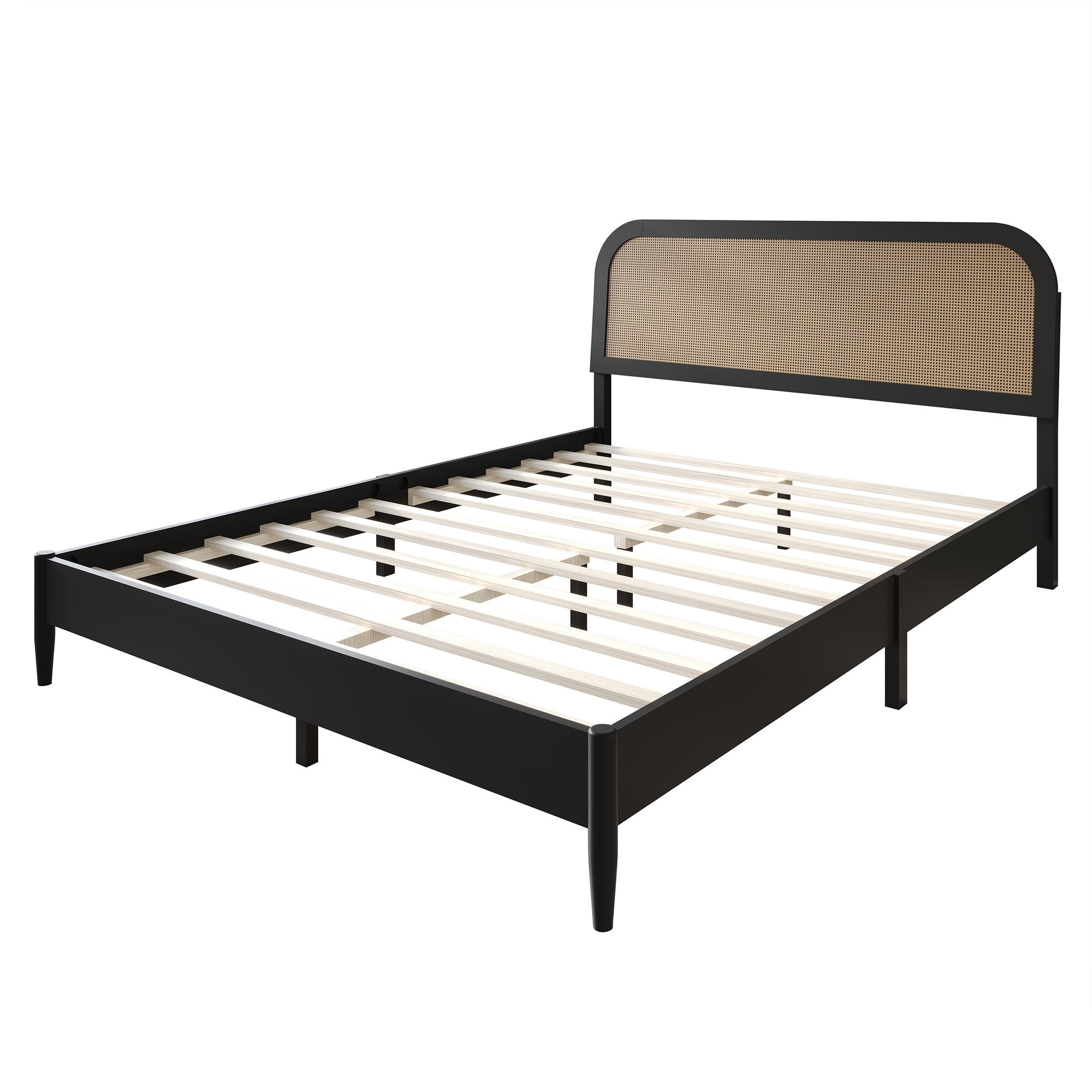 Castle Place Rattan Wooden Twin Platform Bed, Black - Image 6