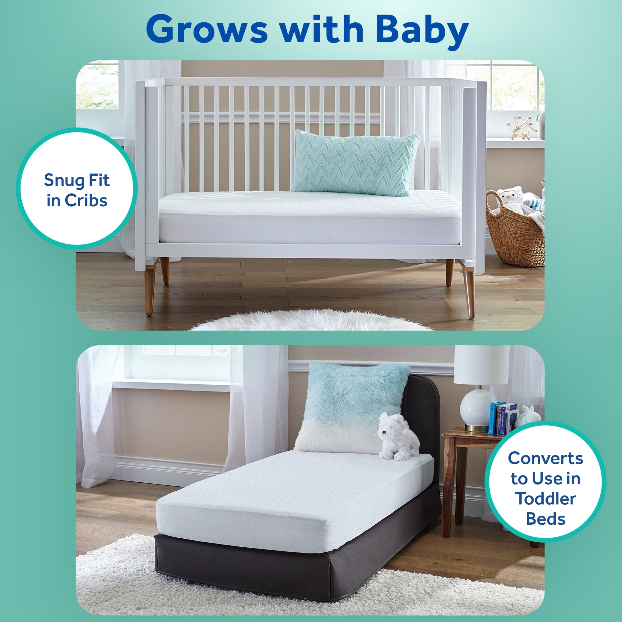 Sealy Butterfly Premium Firm Foam Crib Mattress and Toddler Mattress, Hospital-Grade Cover - Image 9