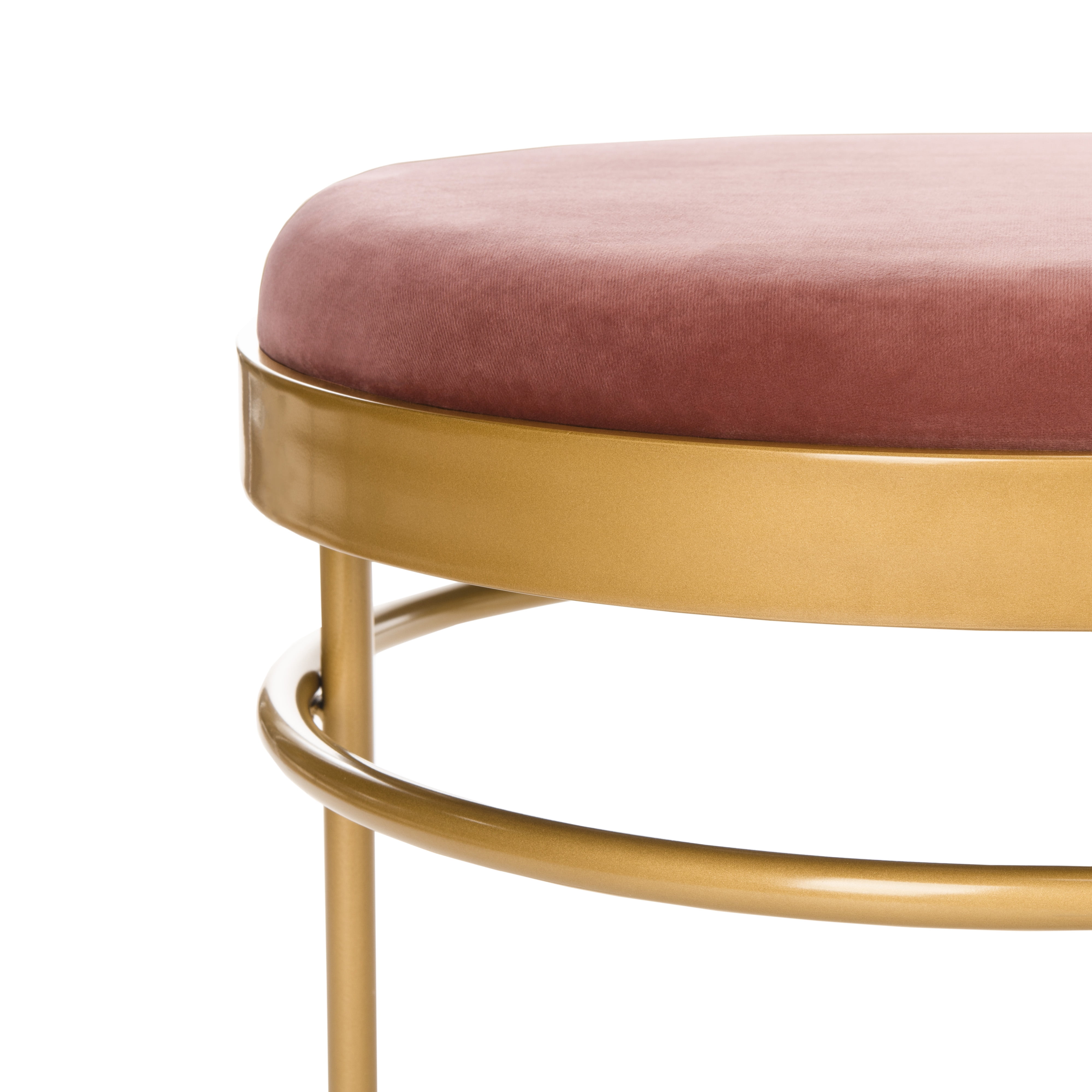 SAFAVIEH Sylva Modern Glam Oval Upholstered Bench, Dusty Rose/Gold - Image 7