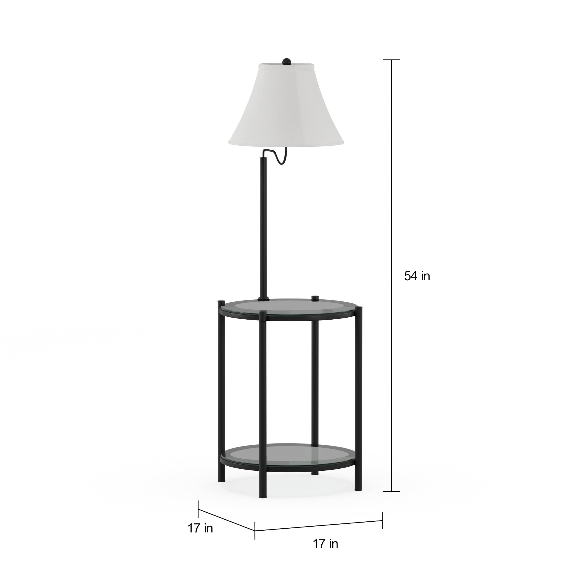 Mainstays Glass End Table Floor Lamp, Matte Black - Image 3