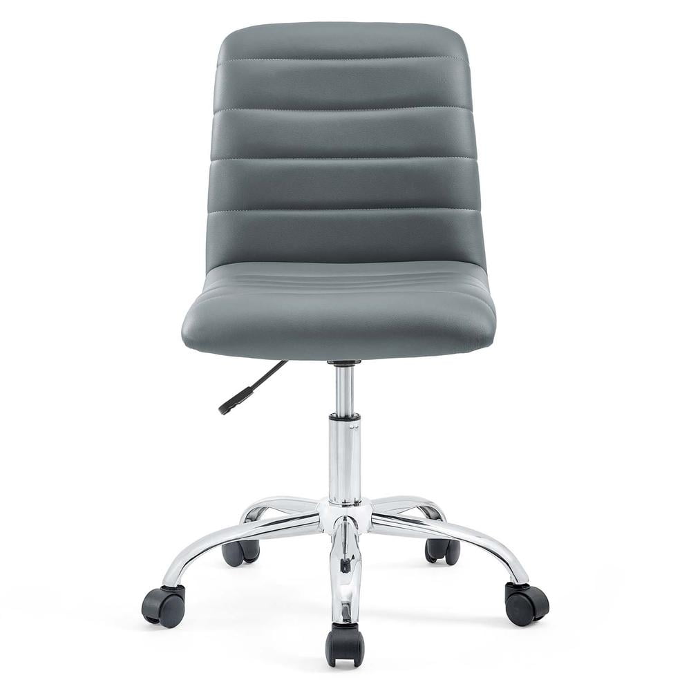 Modway Ripple Modern Vinyl Armless Mid Back Office Chair in Gray - Image 2