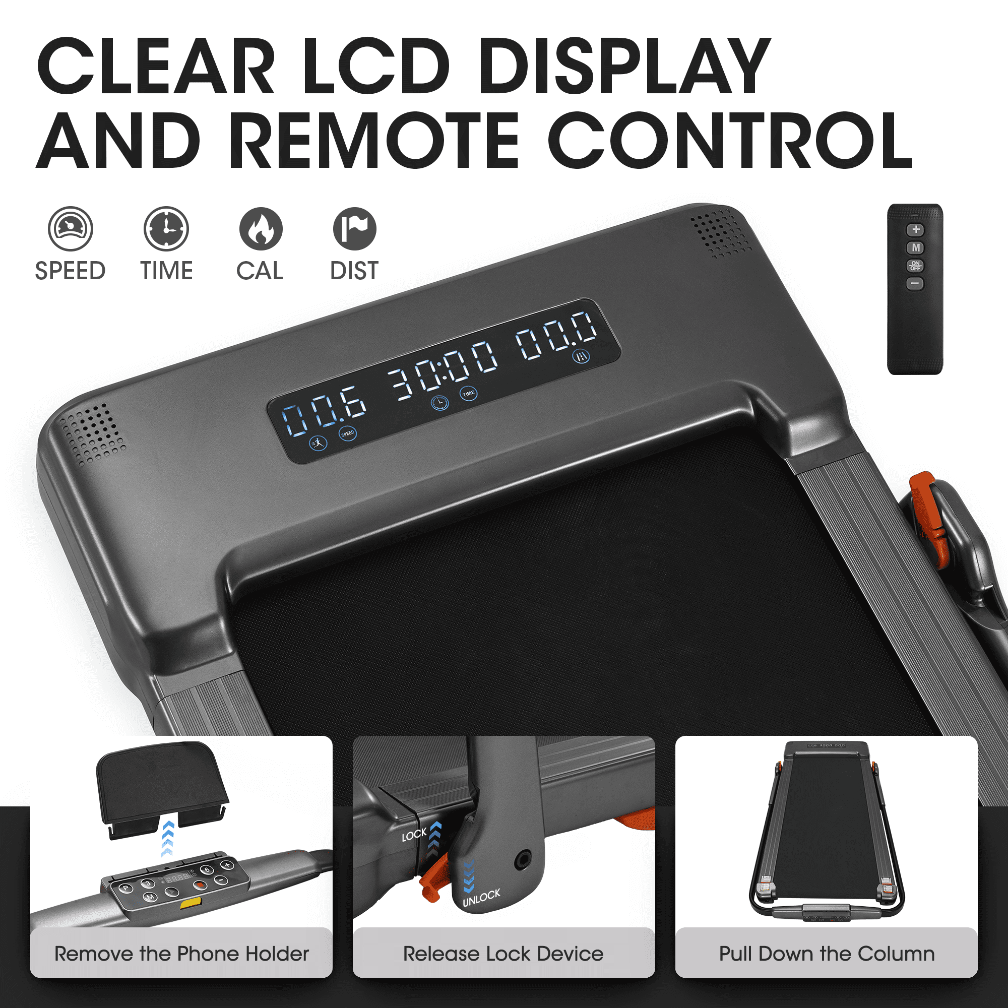 MaxKare 2.5HP Walking Pad Treadmill, Space-Saving Under Desk Treadmill with Remote Control for Home & Office, 265 LBS - Image 5