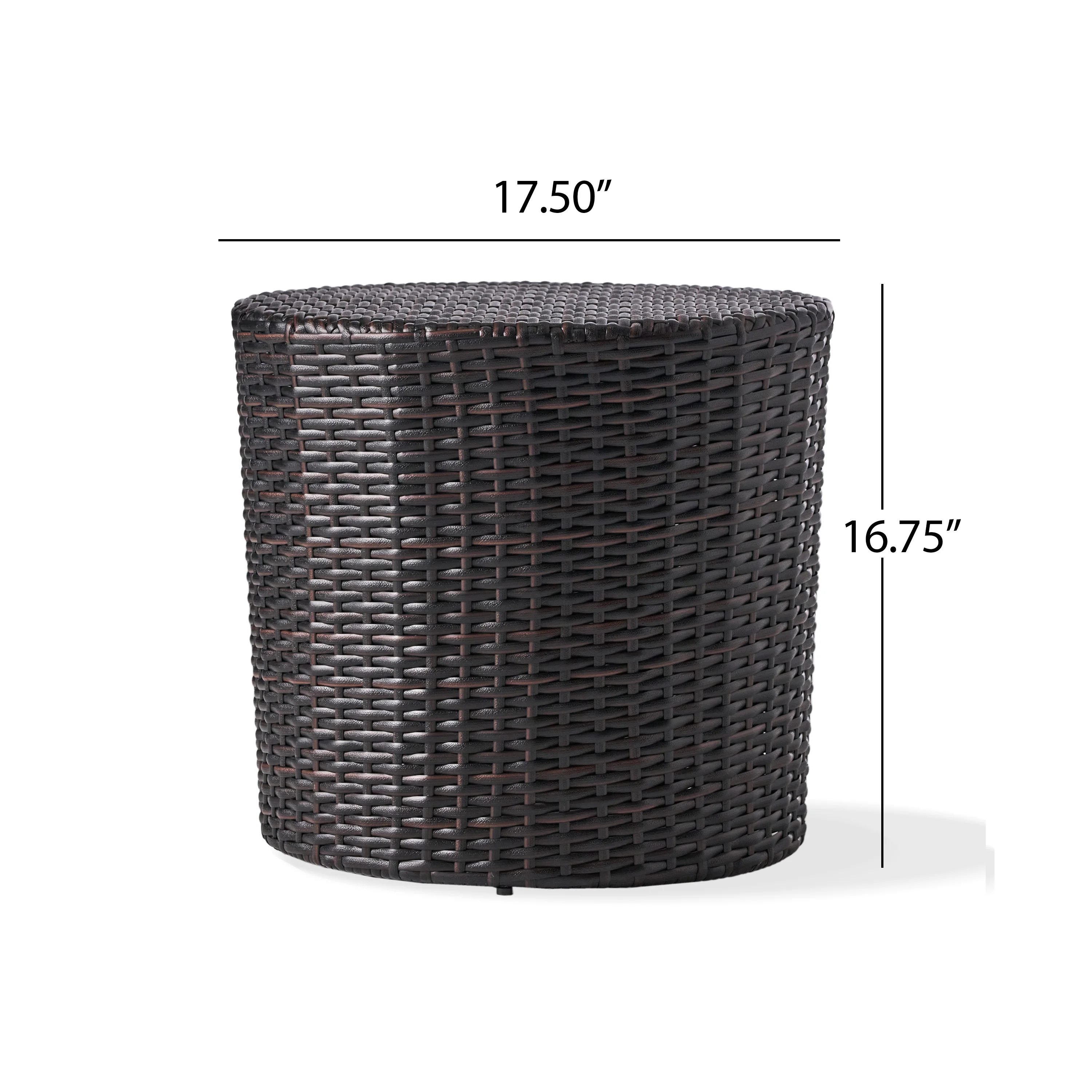Contemporary Outdoor Wicker Brown Barrel Side Table - Image 4