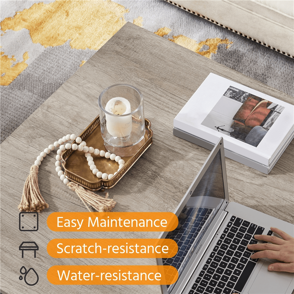 Smile Mart Storage Medium Density Fiberboard Coffee Table, Gray - Image 7