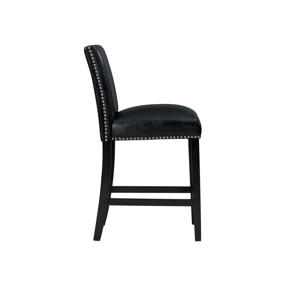 Belen Kox Picket House Furnishings Pia Faux Leather Counter Height Side Chair Set in Black - Image 7