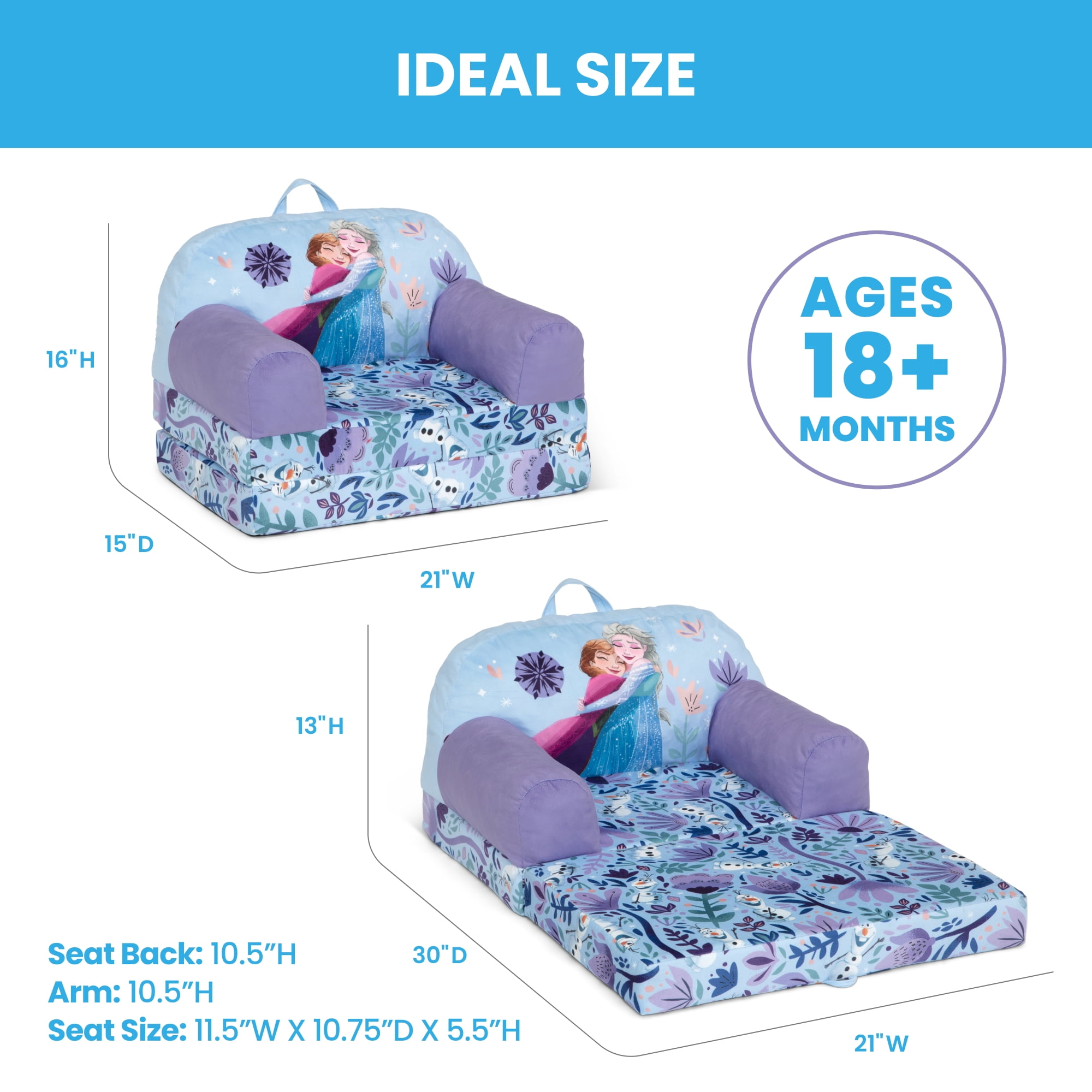 Disney Frozen Cozee Buddy Flip-Out Chair by Delta Children, Purple - Image 4
