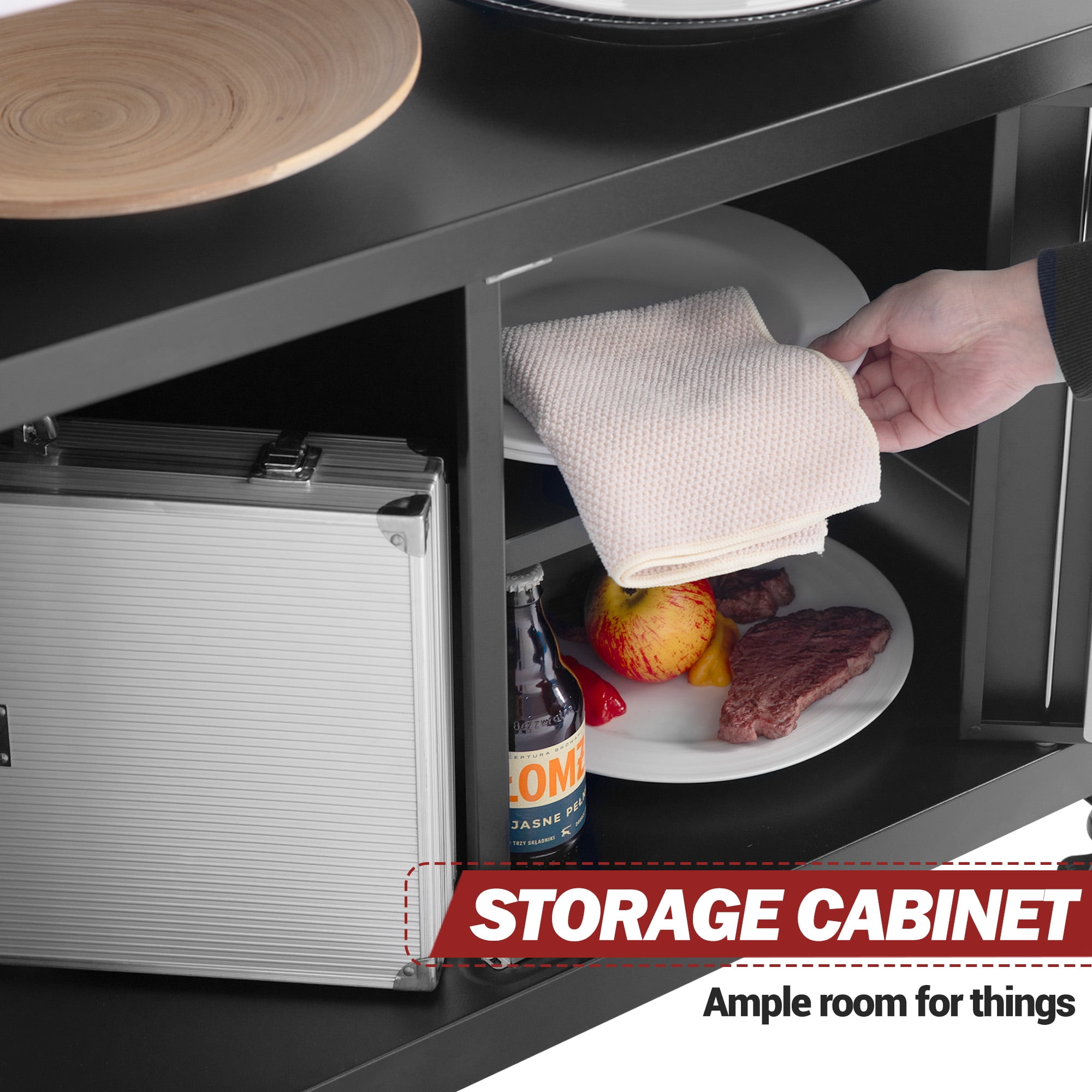 Royal Gourmet PC3403S Movable Kitchen Island Cart, Outdoor Grill Table, Grill Prep Table with Storage - Image 6