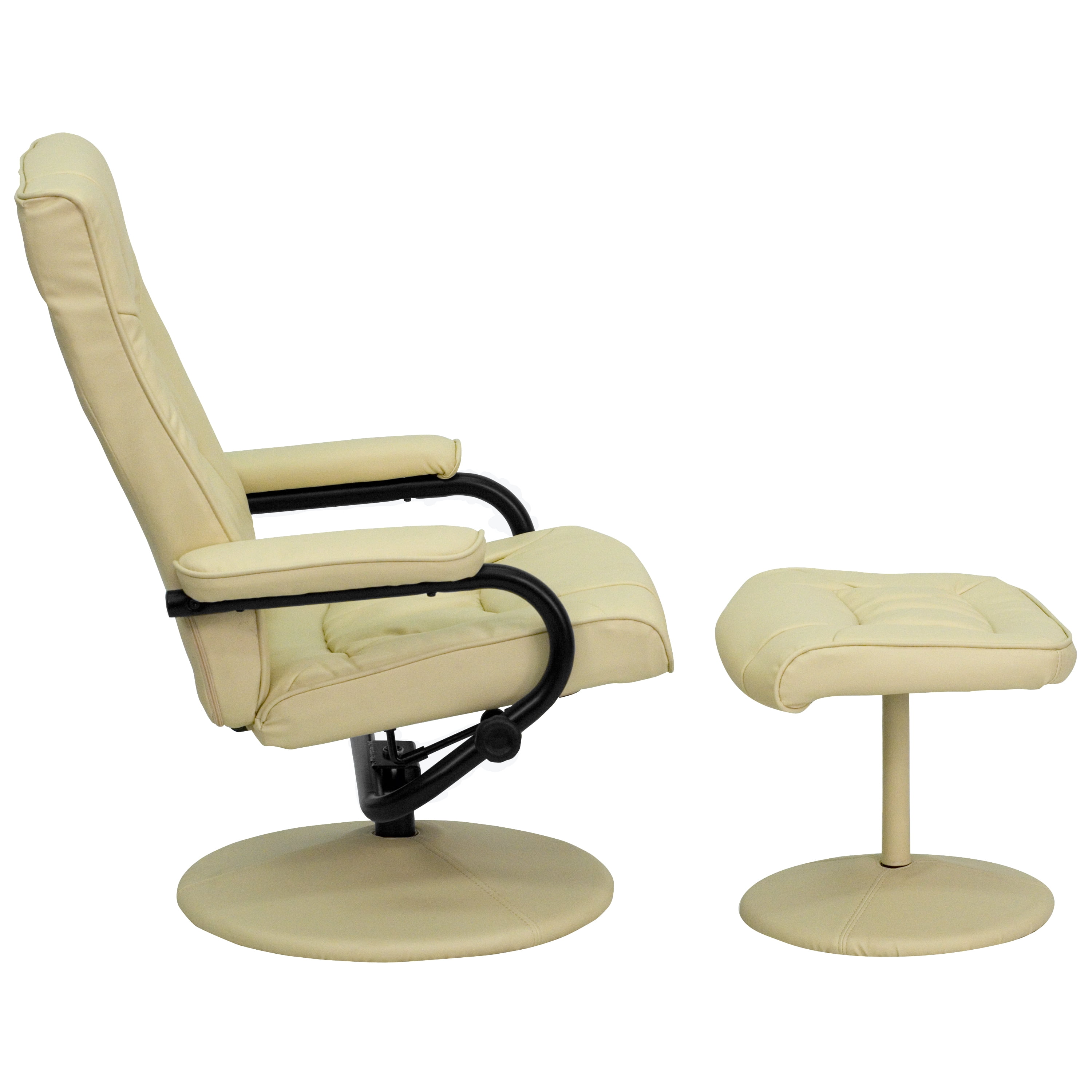 Flash Furniture Contemporary Multi-Position Recliner and Ottoman with Wrapped Base in Cream LeatherSoft - Image 6