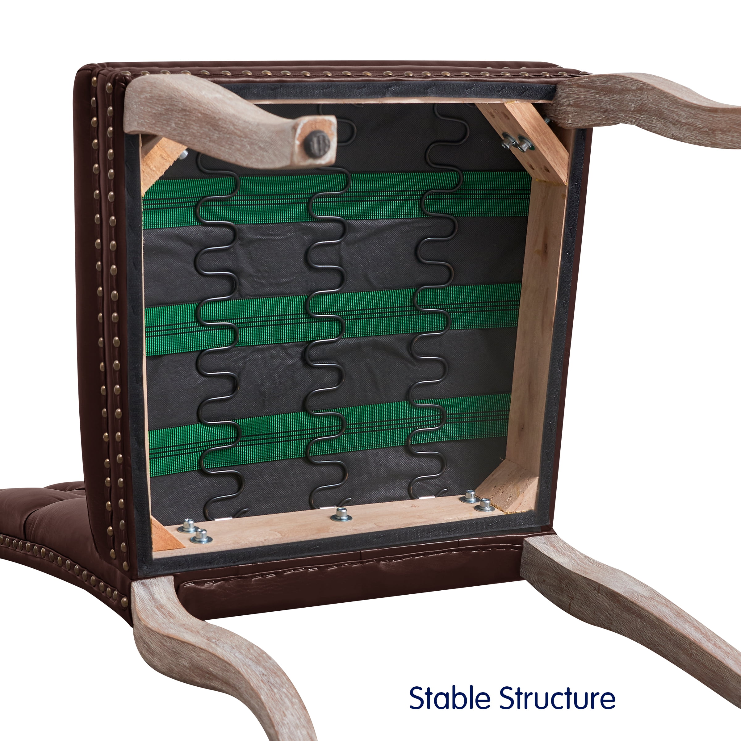 Subrtex Upholstered Dining Chairs Set of 2, PU Leather Dining Chair with Nail heads Trim, Chairs Set for Kitchen Dining Room, Wine - Image 5