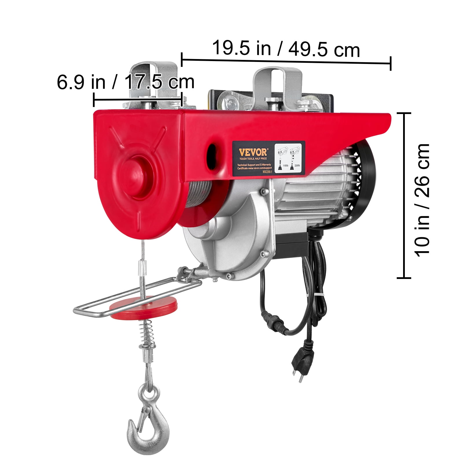 VEVOR Lift Electric Hoist 2200lbs, 1600W 110V Electric Winch with Wireless Remote Control - Image 6
