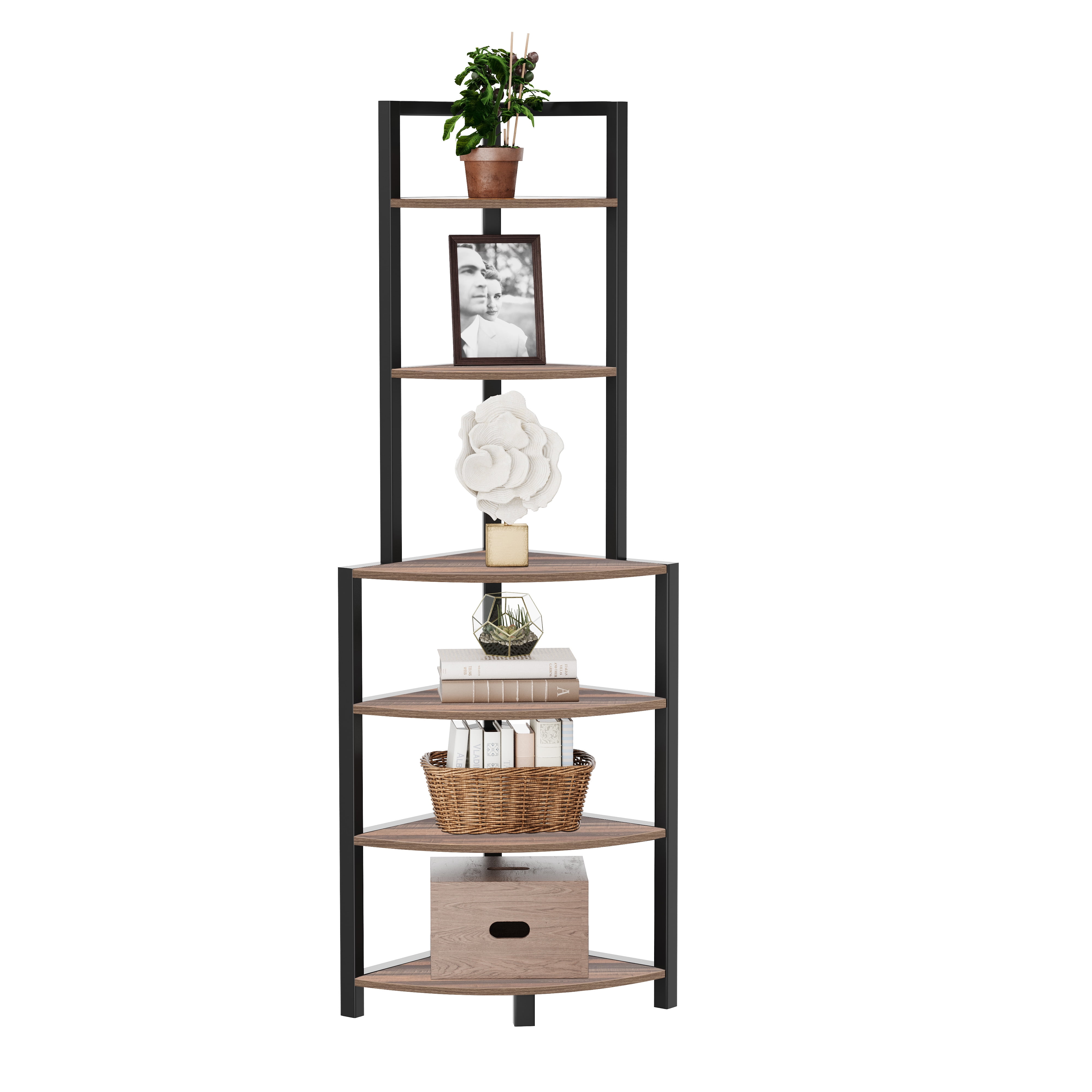 JRHRXXY Corner Shelf Stand,6 Tier Ladder Bookshelf,Bookcase Display for Living Room,Home Office - Image 11