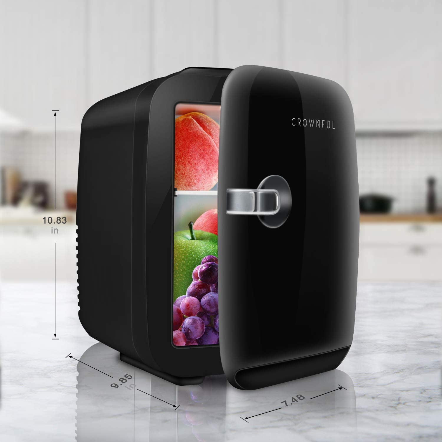 CROWNFUL Mini Fridge, 4 Liter/6 Can Portable Cooler and Warmer Personal Refrigerator, AC/DC,Black - Image 6