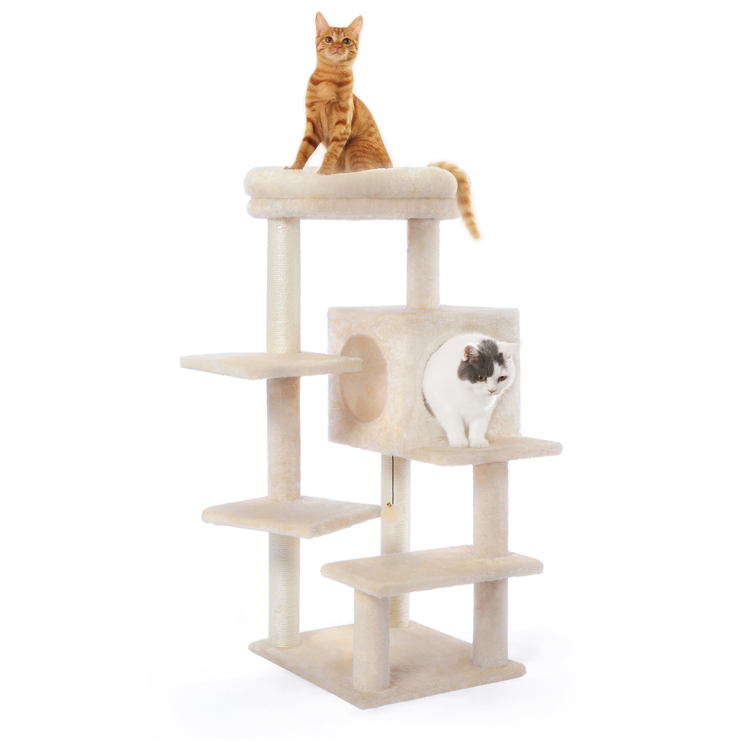 Vibrant Life 40inch Multi-Level Cat Tree Tower with Scratching Post and Cozy Condo, Cream - Image 6