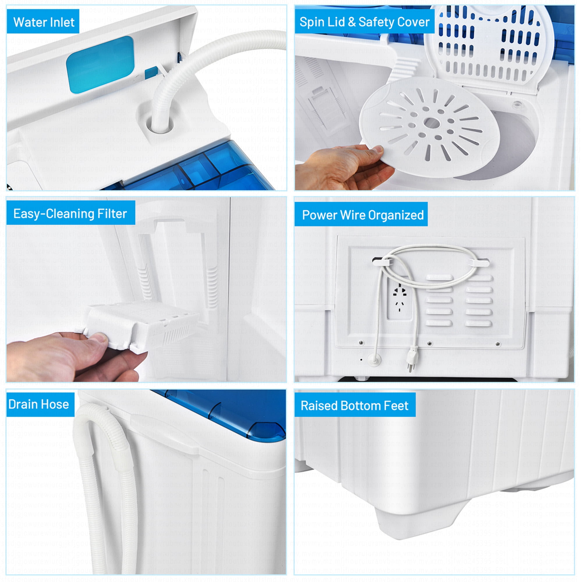 Costway 26lbs Portable Semi-automatic Washing Machine W/Built-in Drain Pump Blue - Image 5