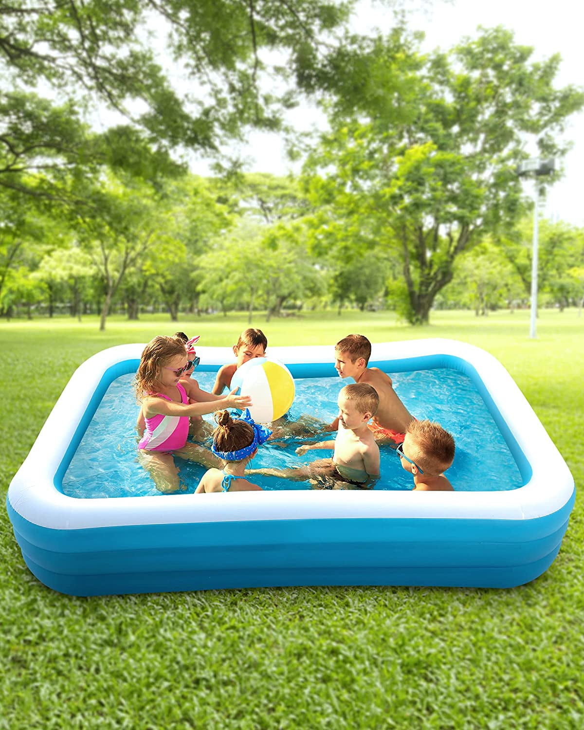 Naipo 95In Inflatable Swimming Pool Family Inflatable Pool Full-Sized Blow Up Pool Square Easy Set 95''*56''*22'' For Summer Play - Image 10