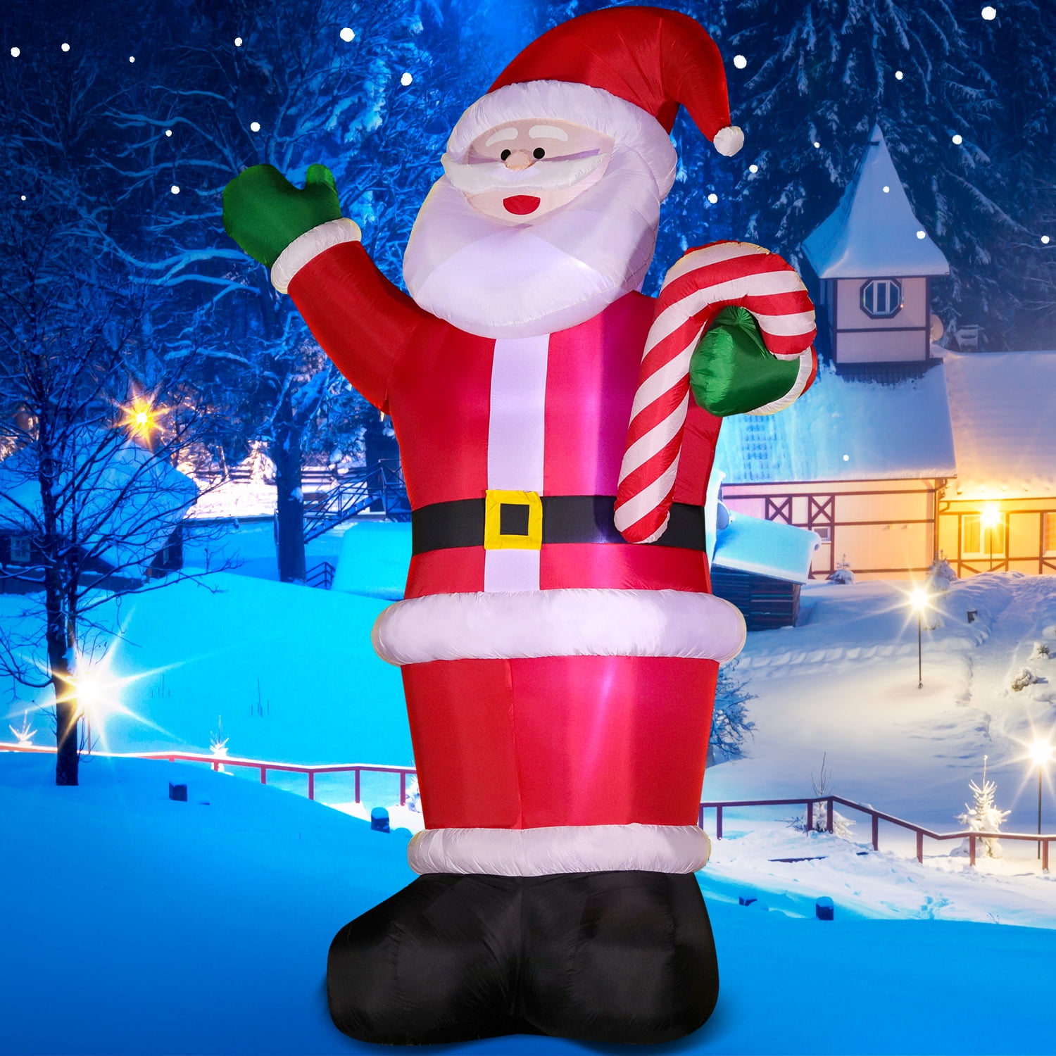 DeeKom 14' Christmas Inflatable Outdoor Decorations, Xmas Giant Blow up Santa Claus with Candy, Built-in LEDs for Lawn Yard Garden Party Festival Celebration - Image 5