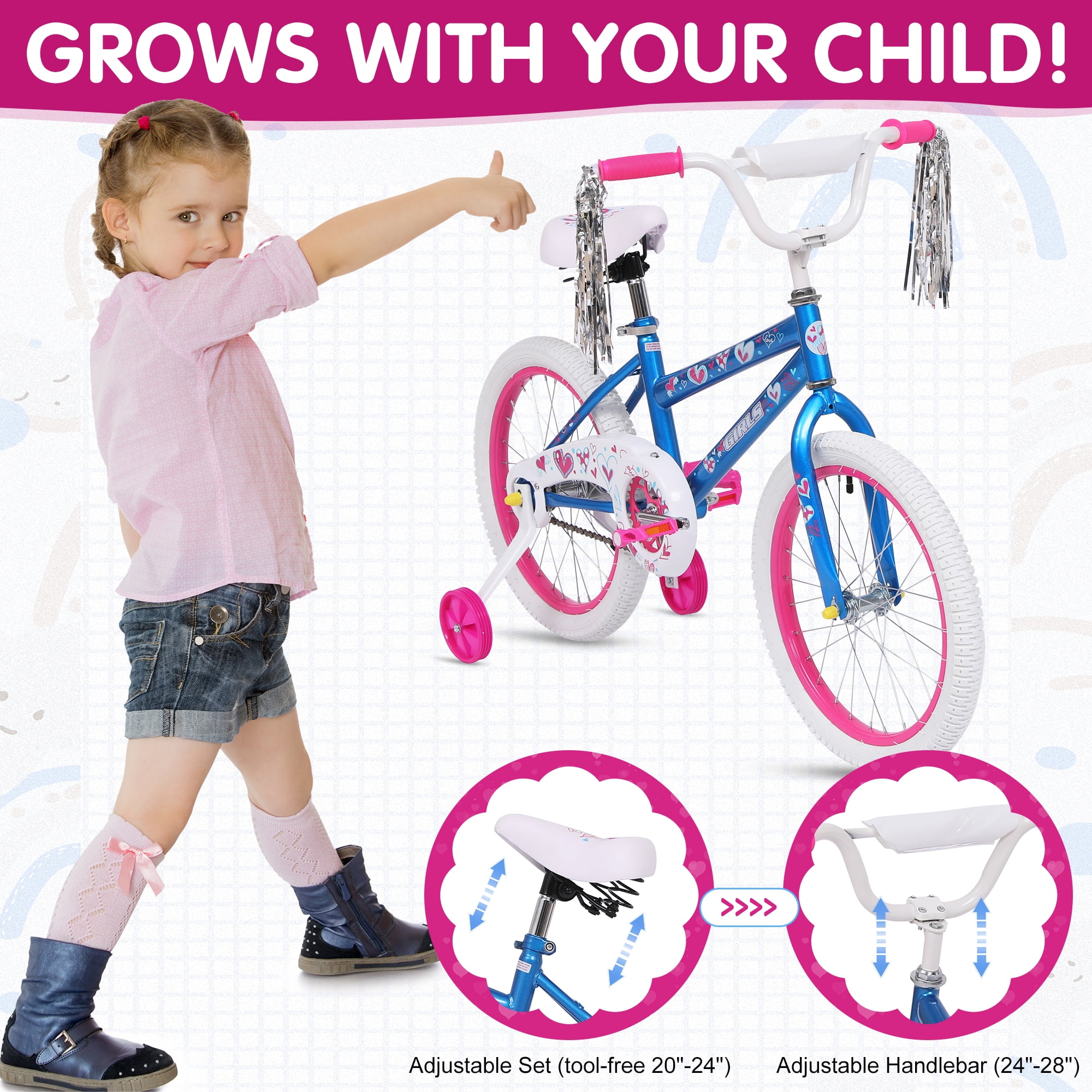 SUGIFT 18-inch Kids Bike with Training Wheels for Girls Ages 6-12 Years, Blue - Image 5