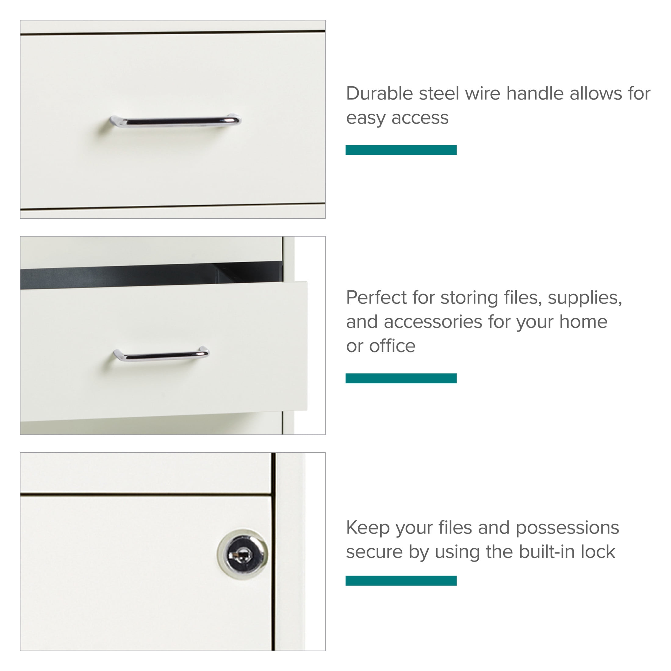 Space Solutions 18" Deep 4 Drawer Metal Mobile Organizer, 4 Box Drawers, Locking, White - Image 10