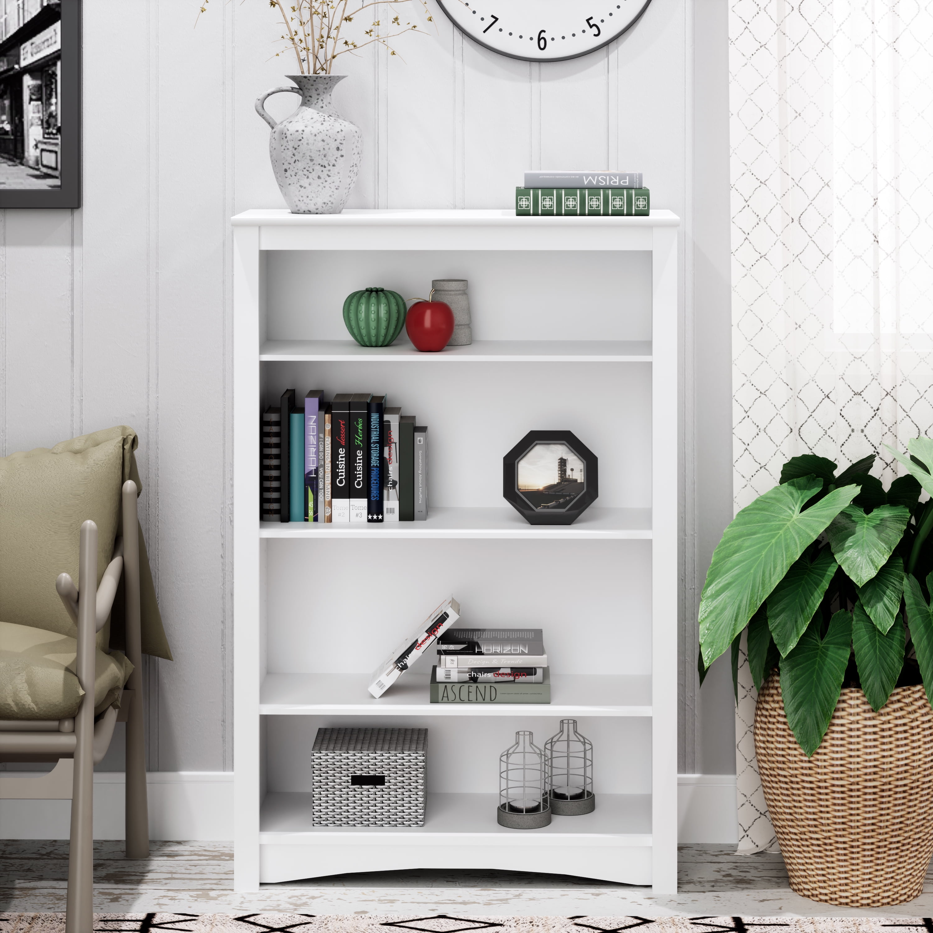 Prepac Home Office 4-Shelf Standard Bookcase with Laminate Finish, White - Image 8