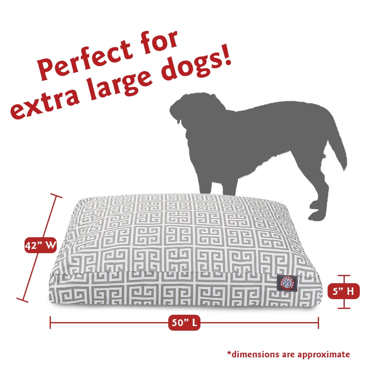Majestic Pet | Towers Rectangle Pet Bed For Dogs, Removable Cover, Grey, Extra Large - Image 5