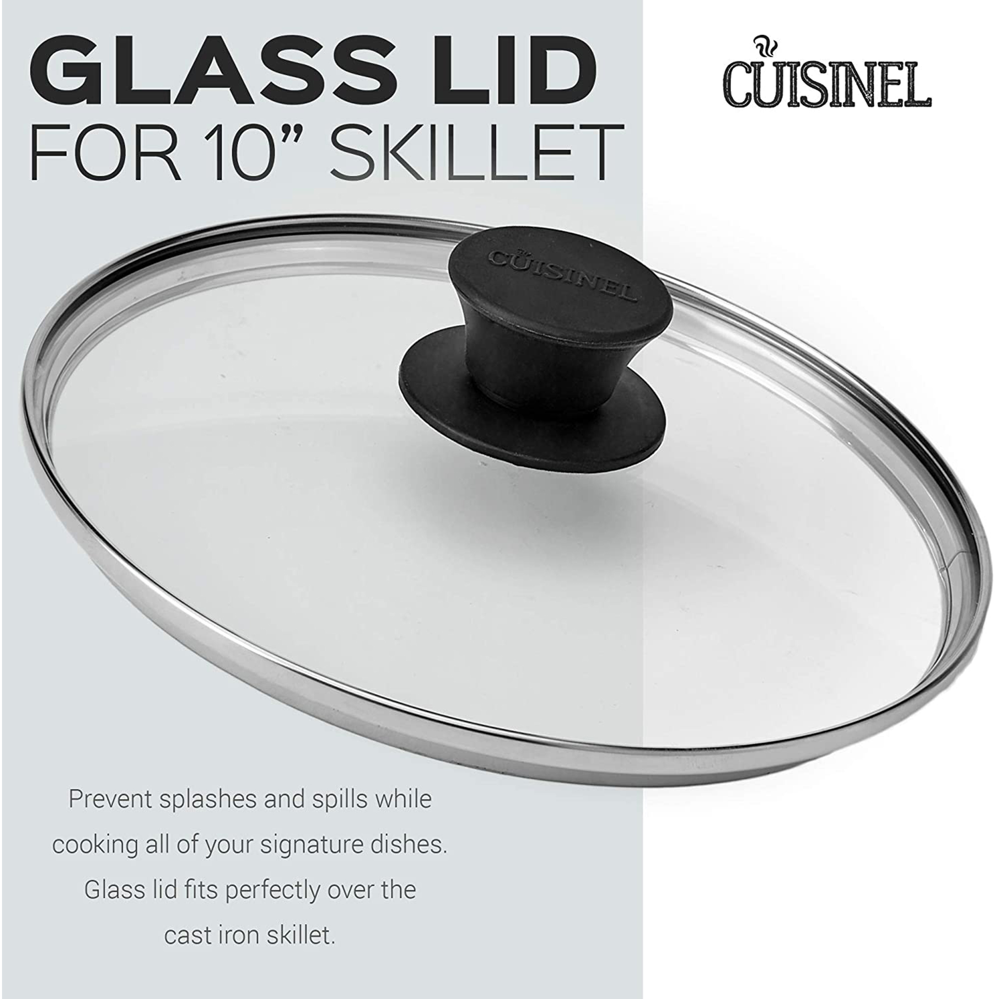 Cuisinel Cast Iron Skillet with Lid Kitchen Cookware Pre-Seasoned 10” - Image 8