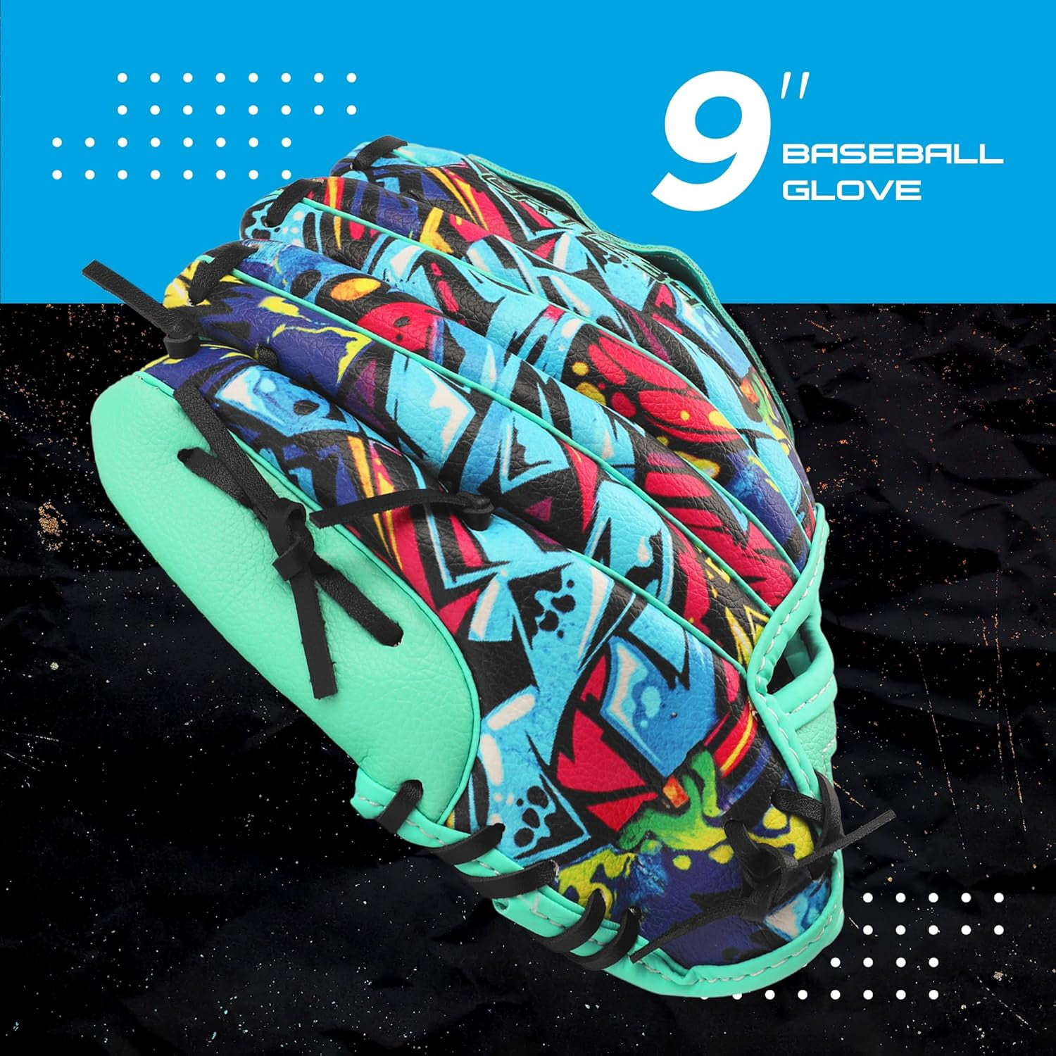 Ortiz34 Youth T-Ball Set, 25" Aluminum Bat (-10 Drop), Foam Core T-Ball, 9" Lightweight Glove, Graffiti Print - Image 2