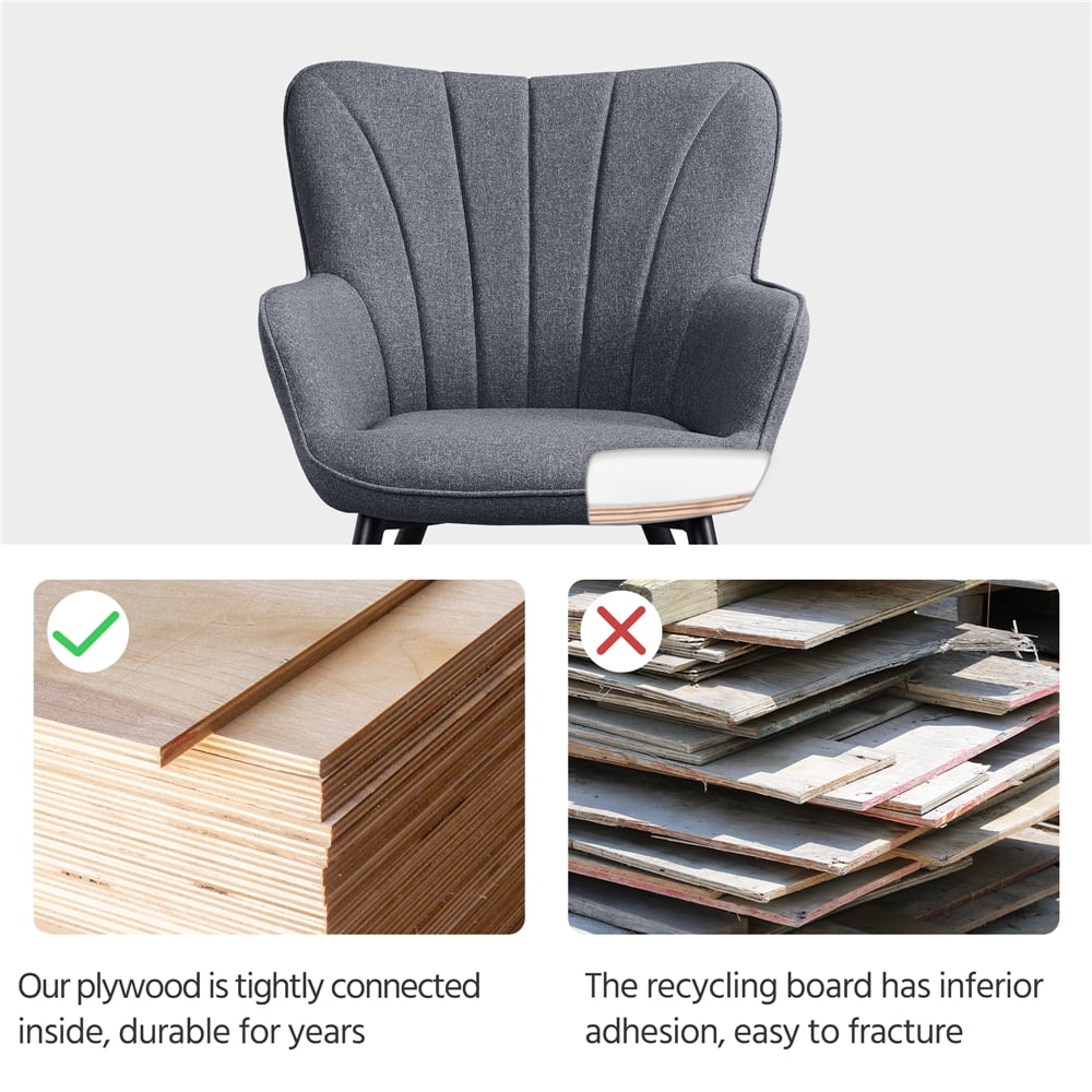 Alden Design Upholstered Fabric Wingback Armchair for Living Room, Gray - Image 6