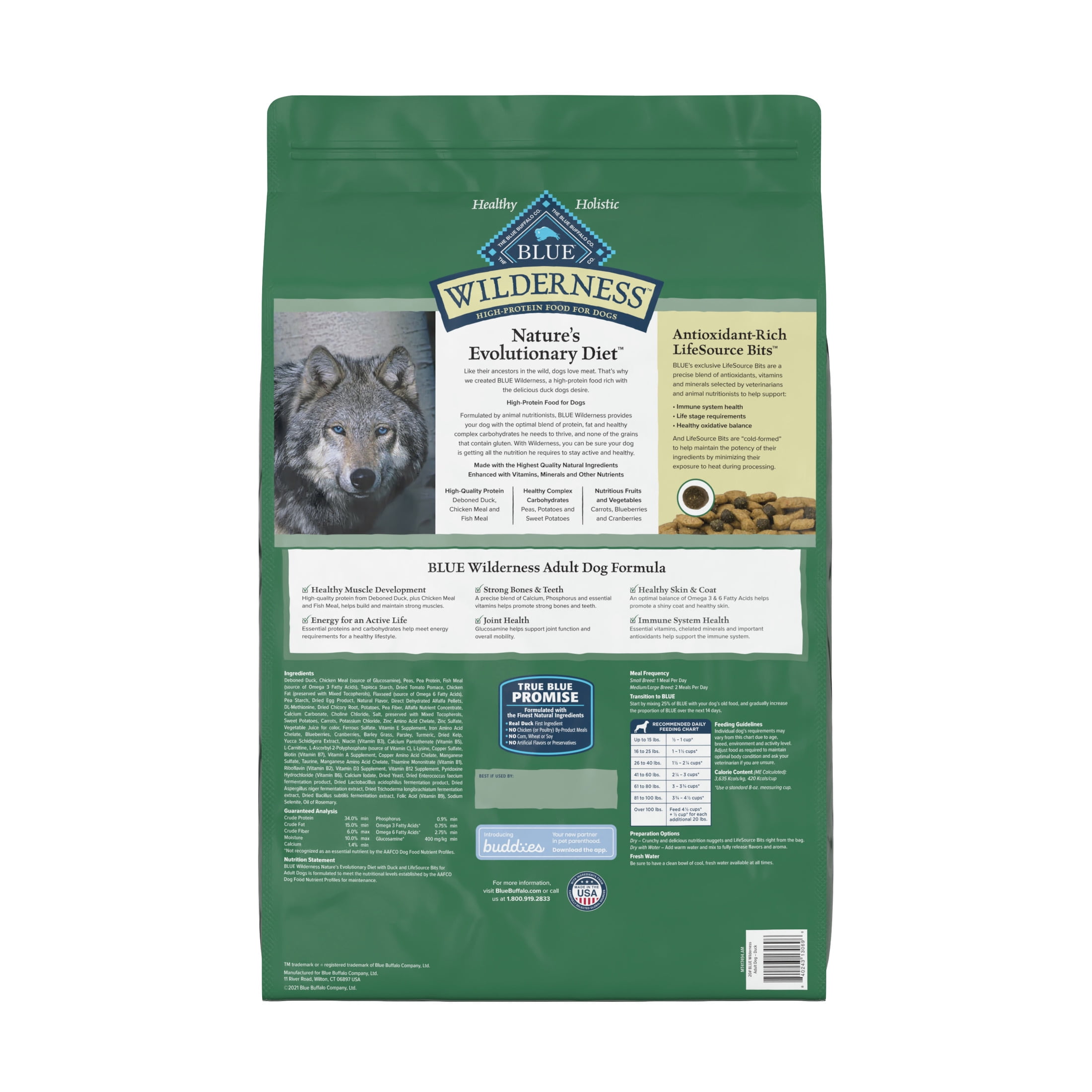 Blue Buffalo Wilderness High Protein, Natural Adult Dry Dog Food, Duck 20-lb - Image 3