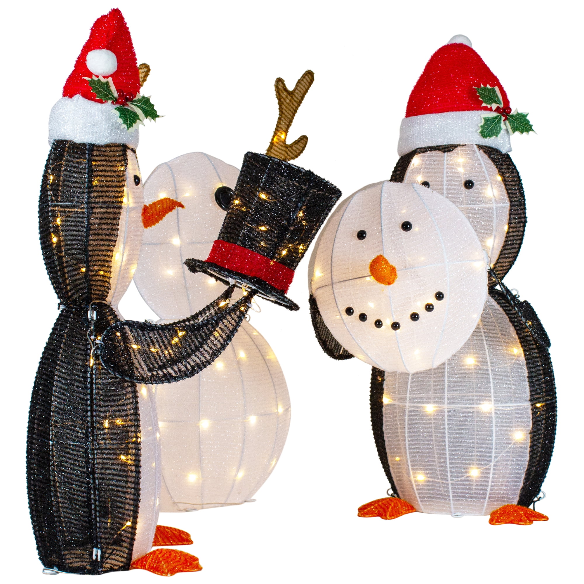 Northlight LED Lighted Penguins Building Snowman Outdoor Christmas Decoration - 35" - Set of 3 - Image 4