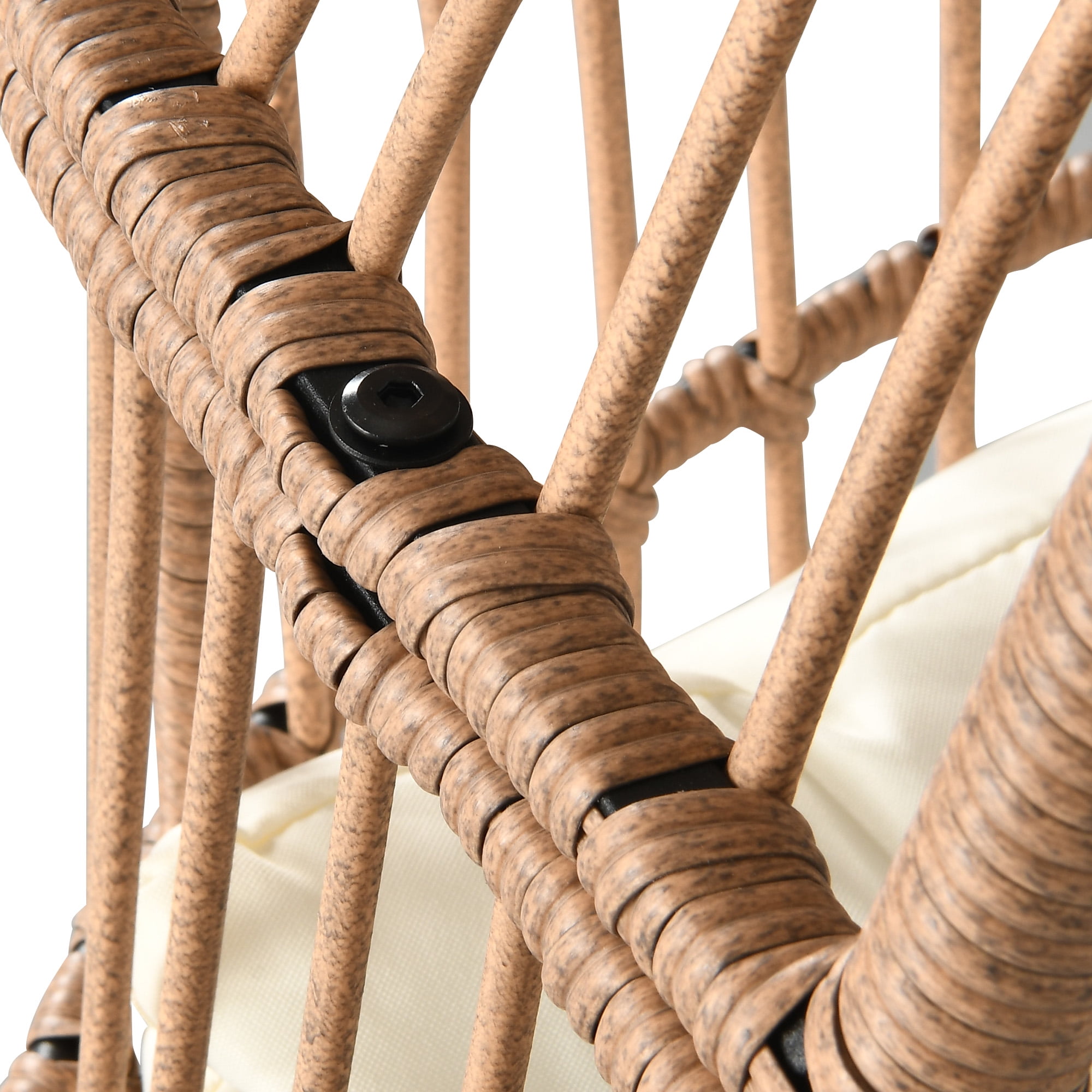 DEXTRUS Wicker Egg Chair with Cushions, Indoor Outdoor Patio Lounge Chair for Garden, Balcony, Beige - Image 8