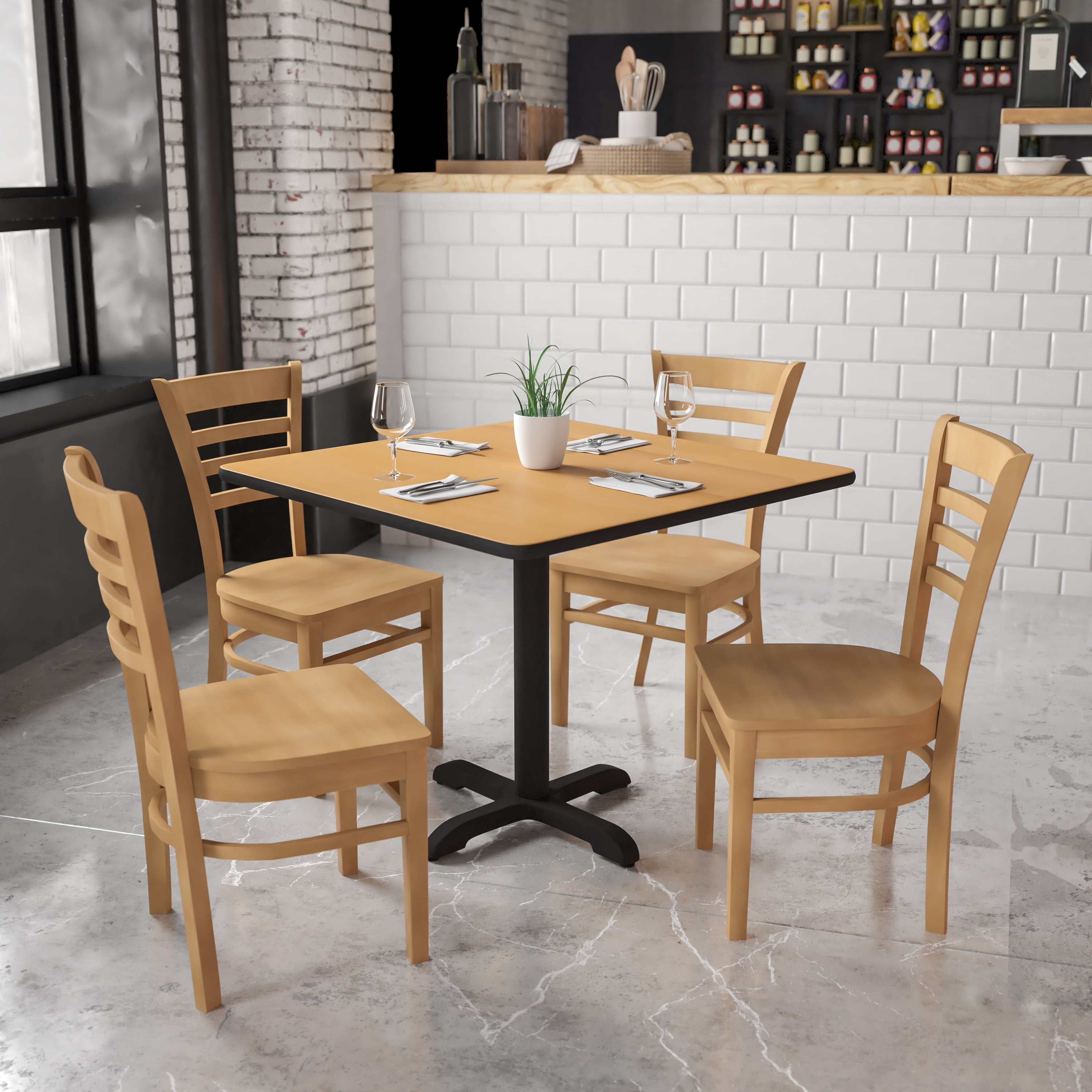 Flash Furniture HERCULES Series Ladder Back Natural Wood Restaurant Chair - Image 3