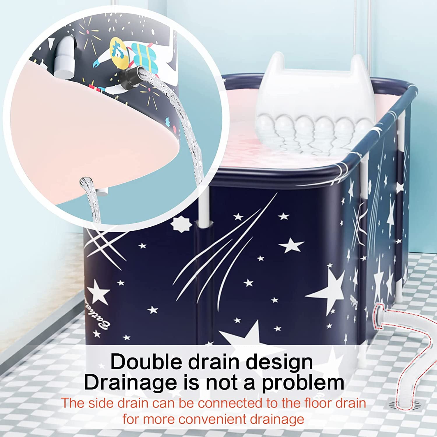 SLLINGLUO 47in Portable Foldable Bathtub for Adult, Family Bathroom Spa Tub, Hot Bath Ice Bath - Image 2