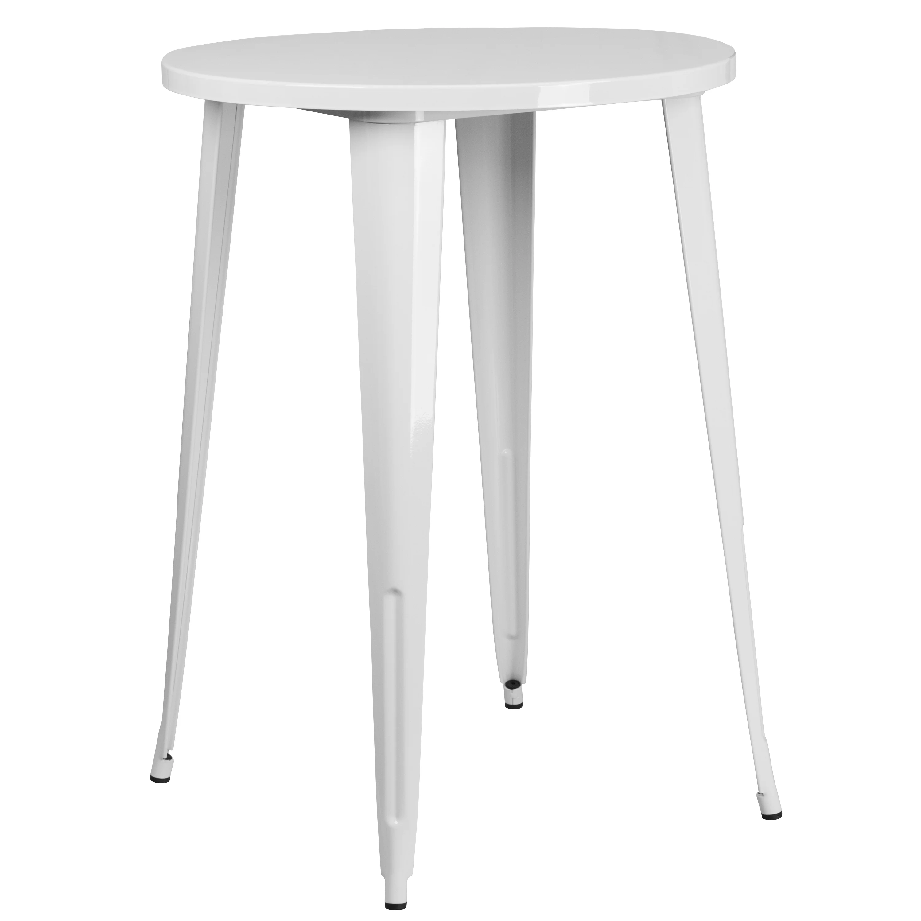 Flash Furniture Boyd Commercial Grade 30" Round White Metal Indoor-Outdoor Bar Table Set with 2 Square Seat Backless Stools - Image 5