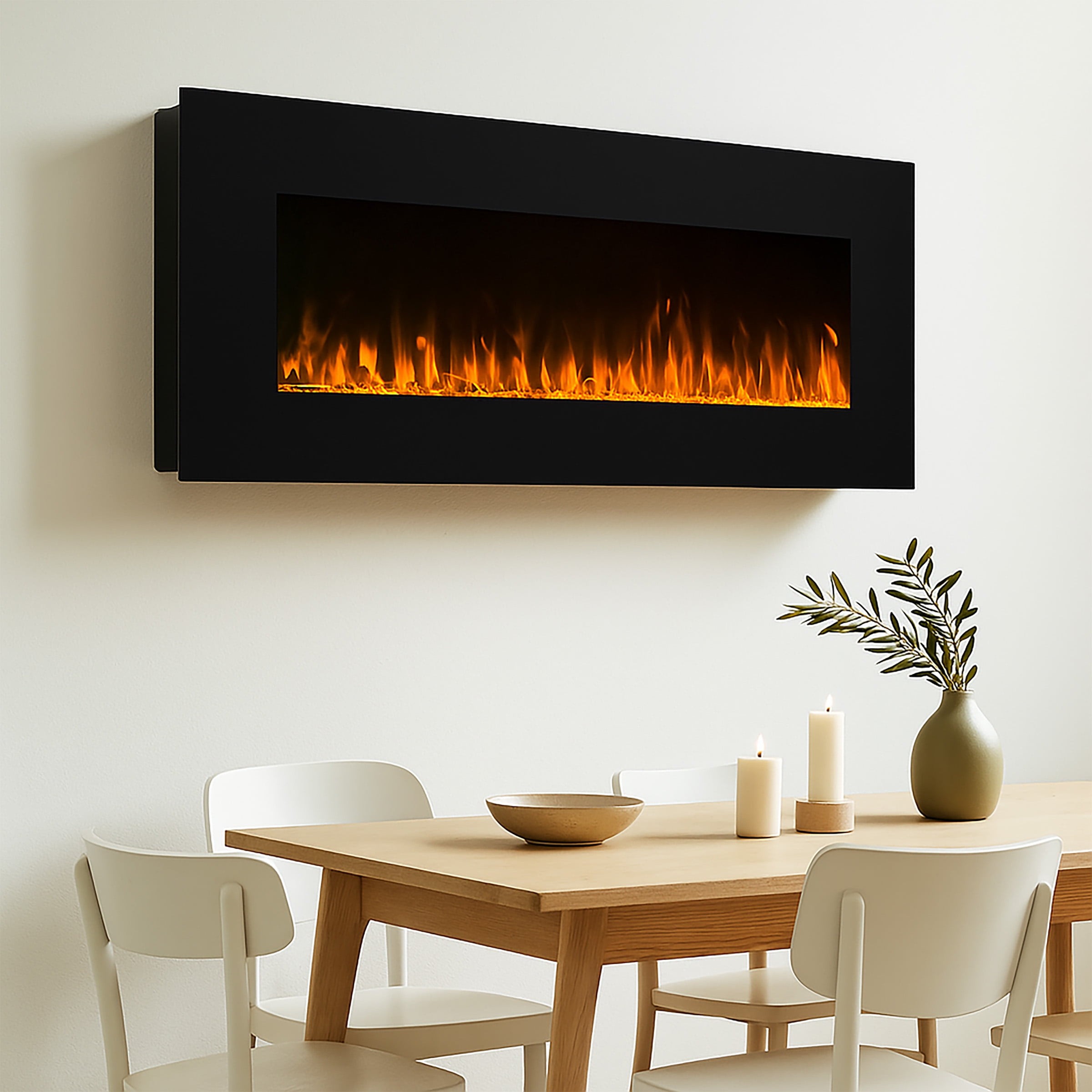 Northwest 54-inch Modern Wall-Mount Electric Fireplace with Remote (Black) - Image 6