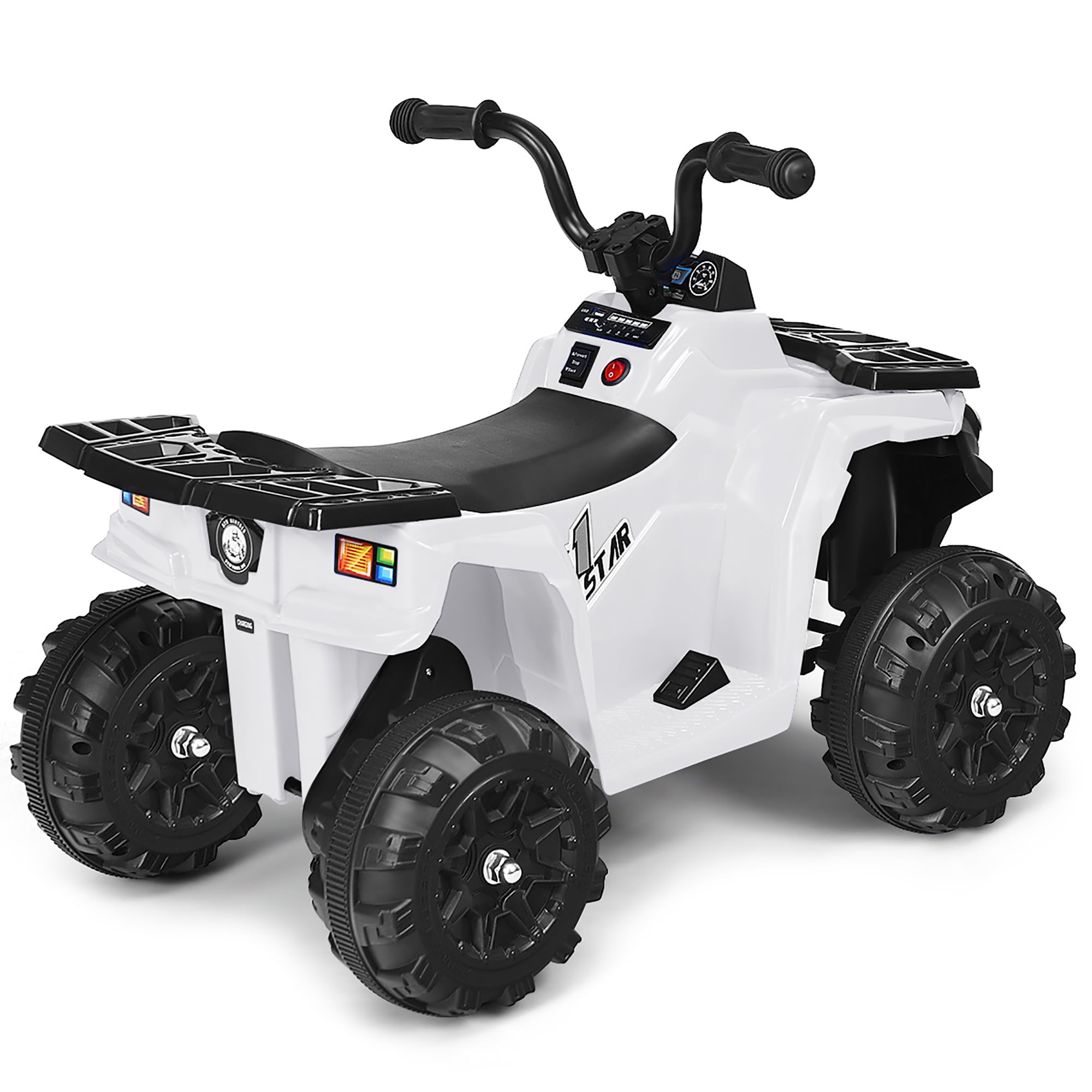 Costway Kids Ride On ATV Quad 4 Wheeler Electric Toy Car 6V Battery Power Led Lights, White - Image 7