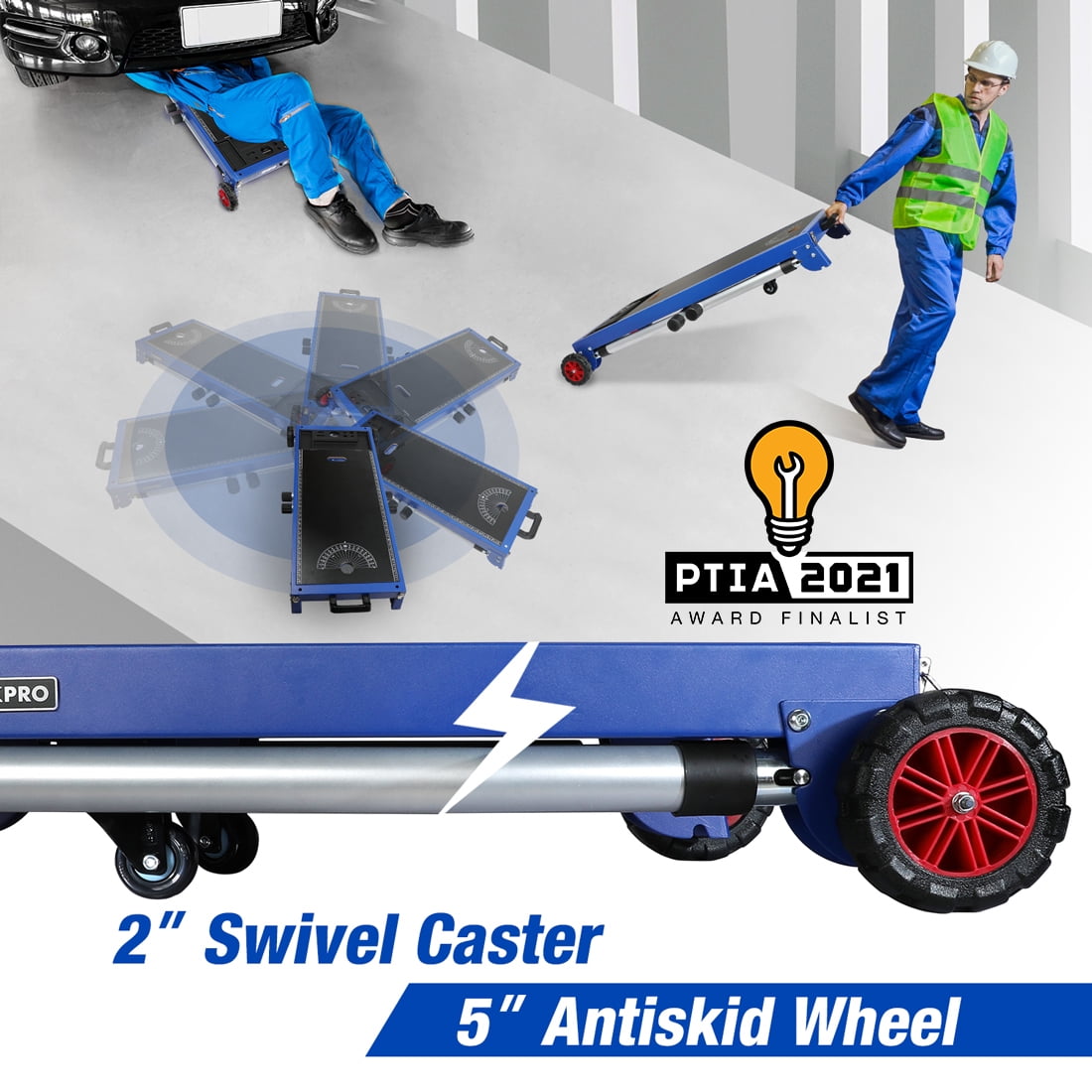 WORKPRO Miter Saw Stand, 4-in-1 Portable Workbench, Quick Folding Work Table with Detachable Miter Saw Stand & Height Adjustable Legs, Scaffold/Dolly/Creeper/Platform for Woodworking, Repair, Masonry - Image 7