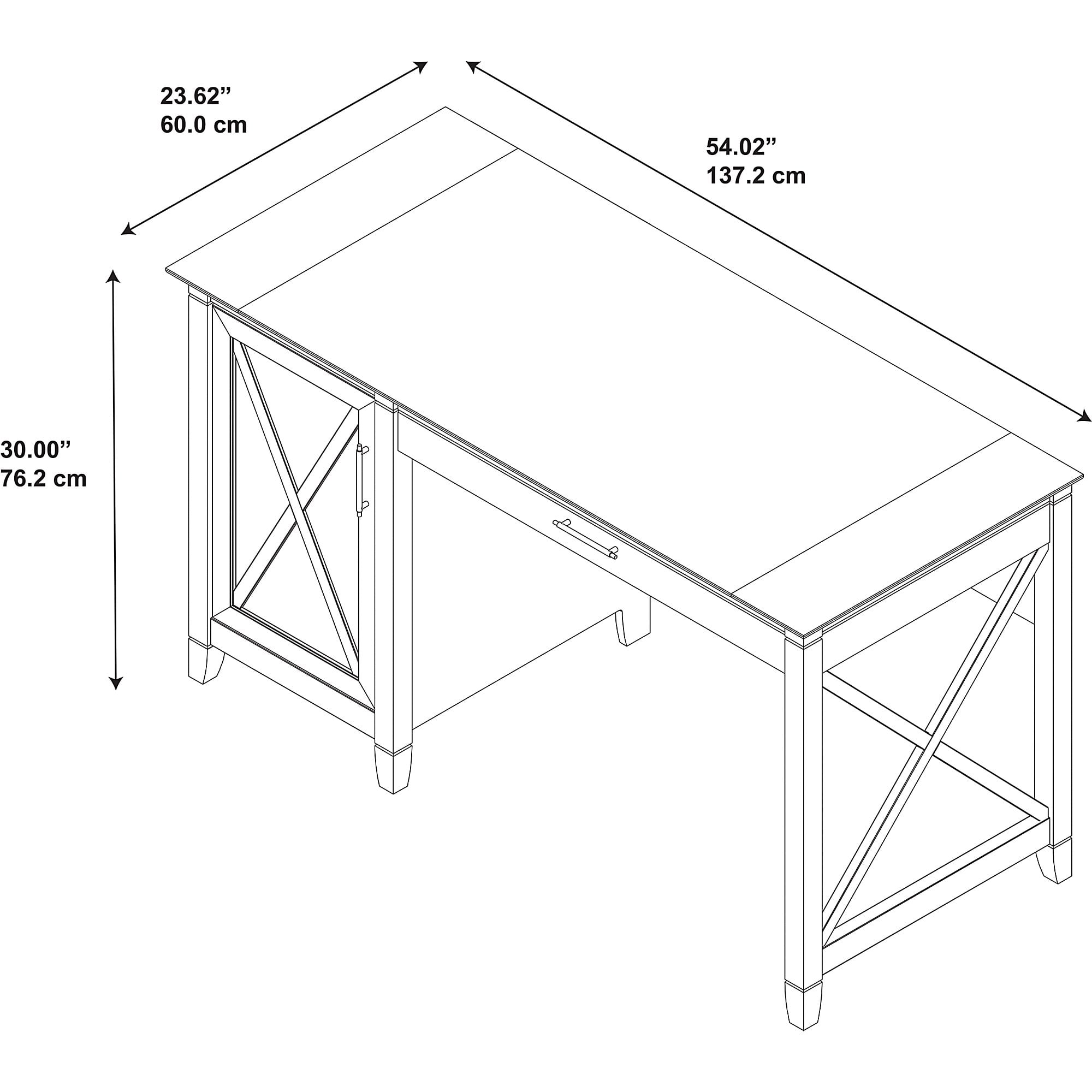 Bush Furniture Key West 54" Computer Desk with Storage, Washed Gray - Image 6