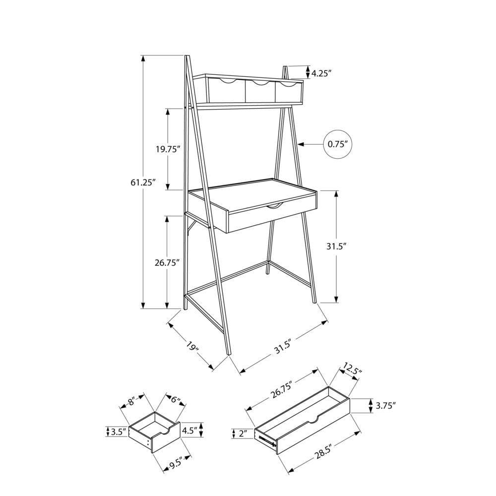 Monarch Specialties Computer Desk, Home Office, Laptop, Leaning, 32"L, Work, Brown Laminate - Image 11